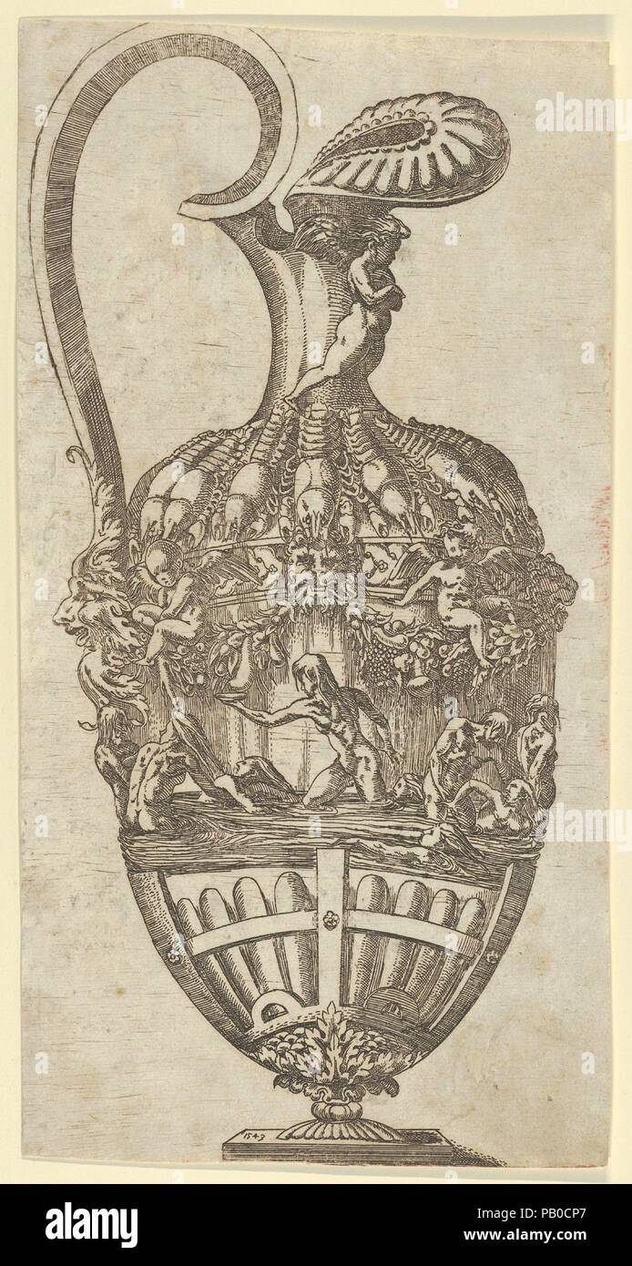 Vaso. Artista: Antonio Fantuzzi (italiano, attivo in Francia, 1537-45). Dimensioni: Foglio (rifilati): 11 1/2 in. × 6 a. (29,2 × 15,3 cm). Data: 1543. Museo: Metropolitan Museum of Art di New York, Stati Uniti d'America. Foto Stock