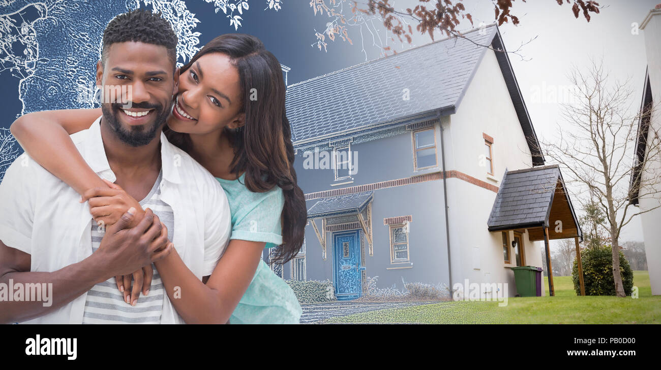 Immagine composita del Ritratto di giovane Coppia sorridente Foto Stock