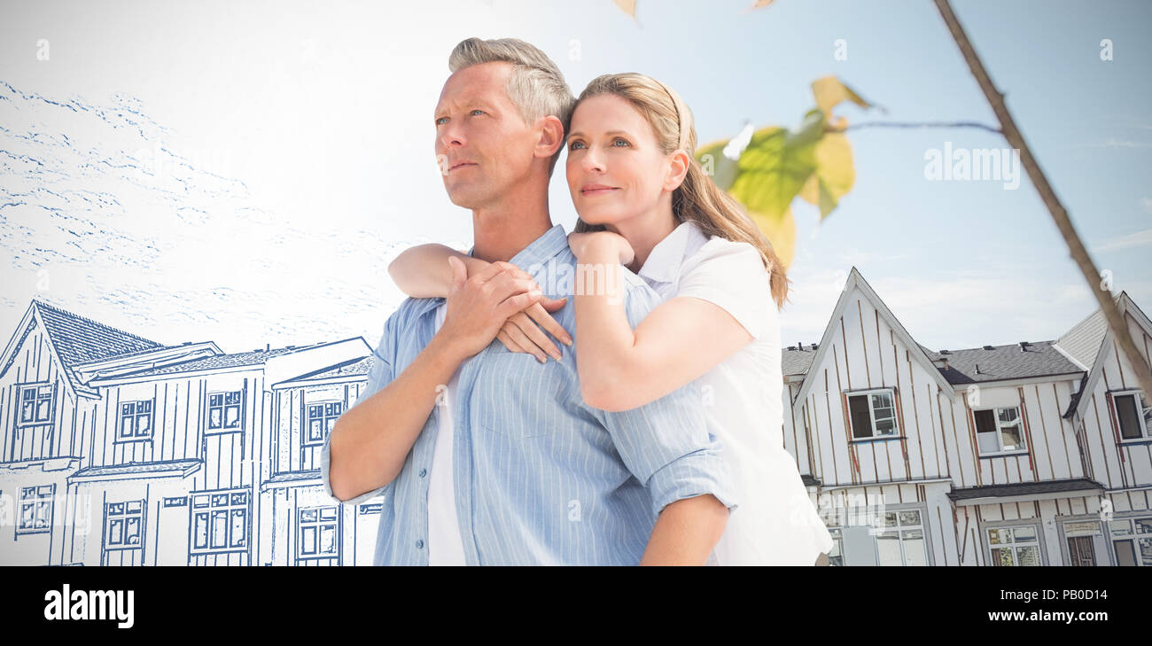 Immagine composita della coppia matura abbracciando Foto Stock