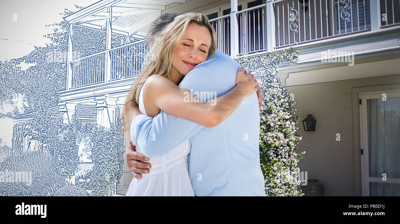 Immagine composita della coppia matura abbracciando Foto Stock