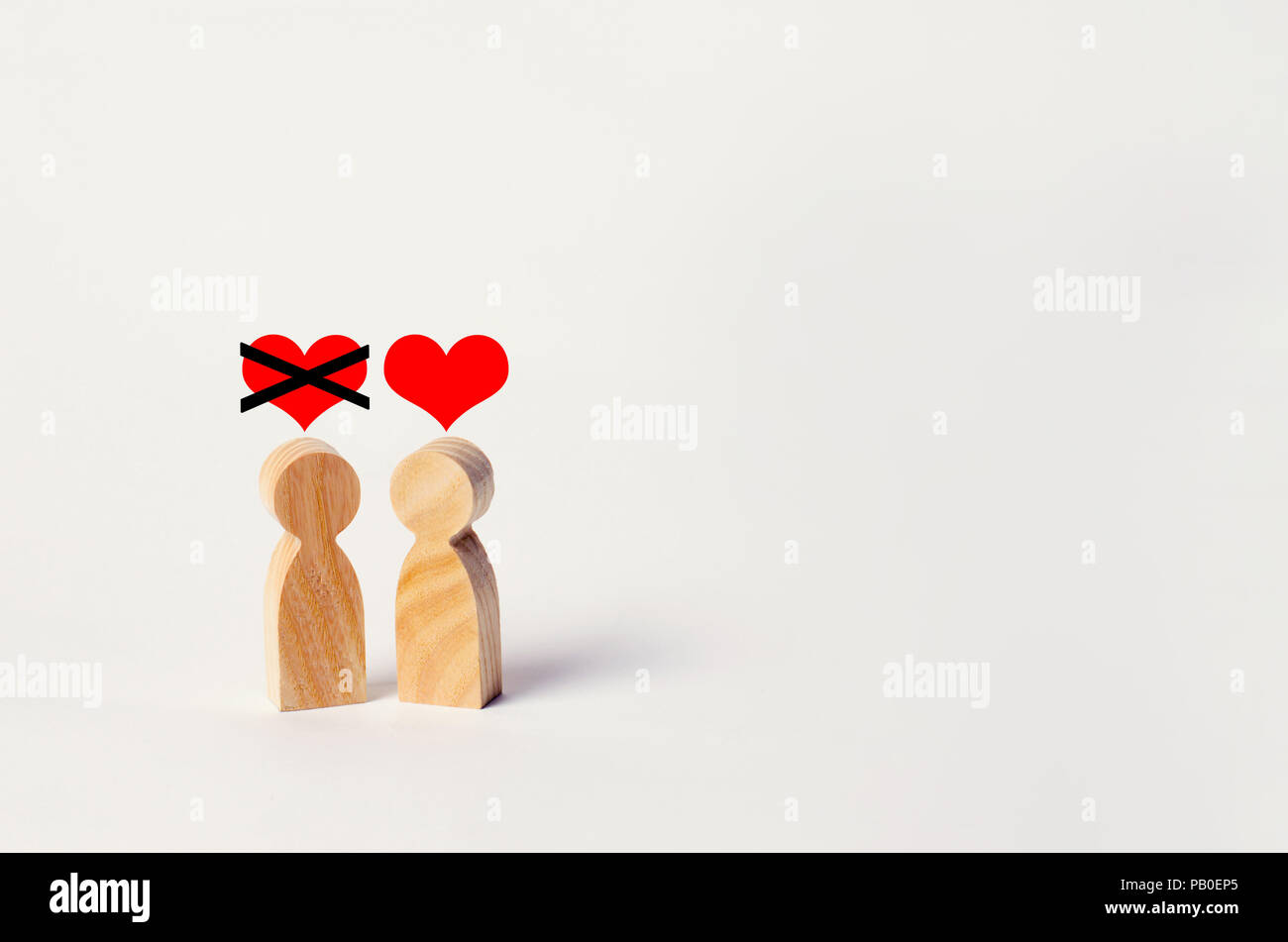 All'amore non corrisposto. Il rifiuto del riconoscimento nell'amore. Rifiuto di relazioni industriali, a rompere le relazioni. Cuore spezzato. Rapporto complicato, primo amore, quarr Foto Stock