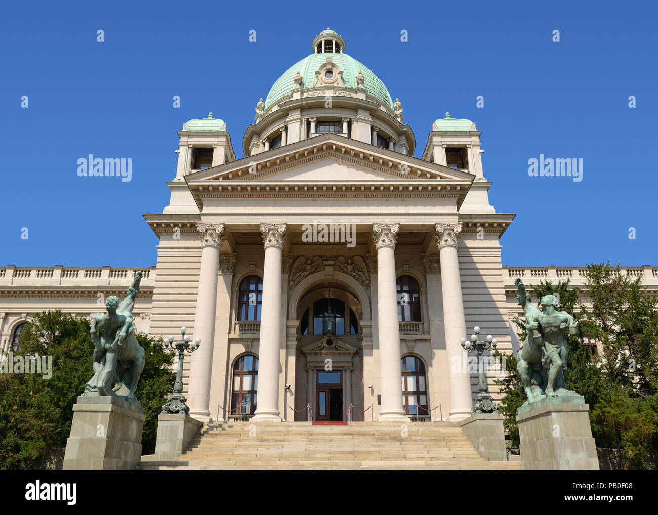Il Parlamento serbo edificio, casa dell'Assemblea Nazionale di Belgrado, Serbia Foto Stock