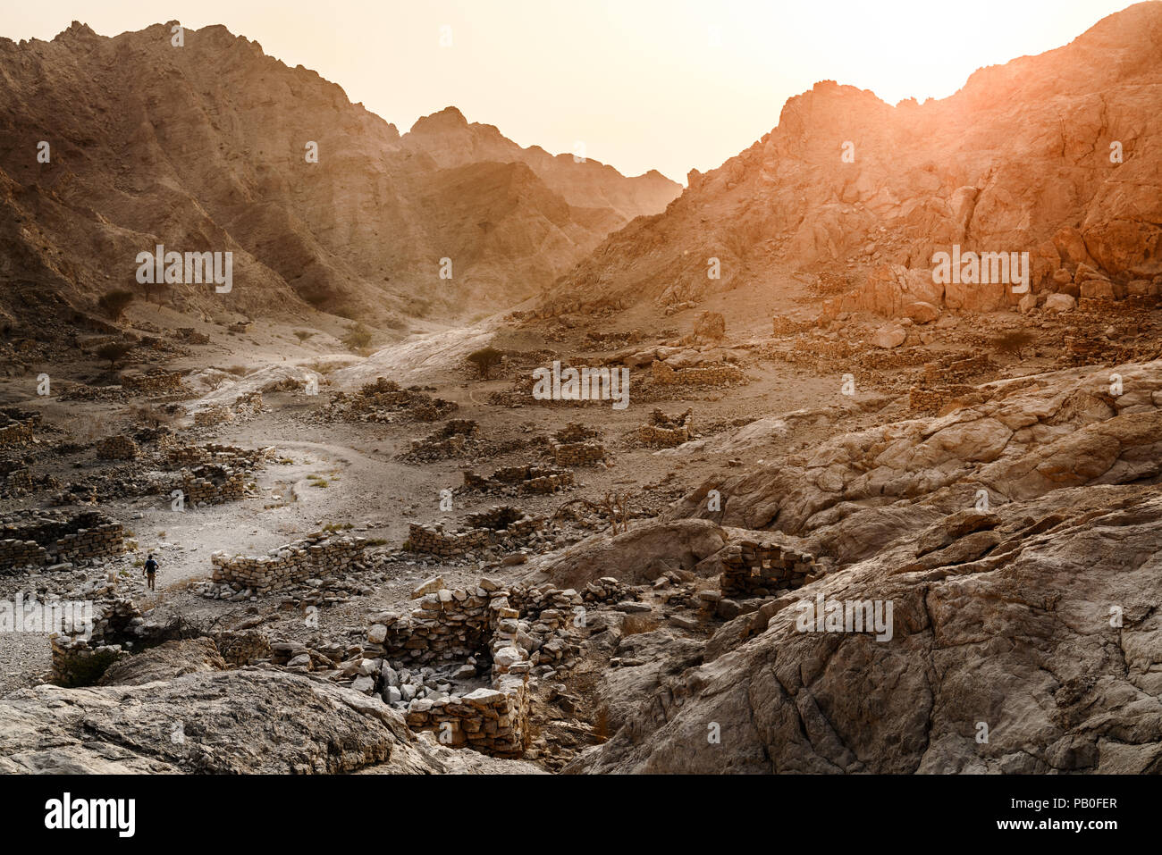 Le rovine di un antico villaggio di montagna di Ras Al Khaimah Emirati arabi uniti Foto Stock