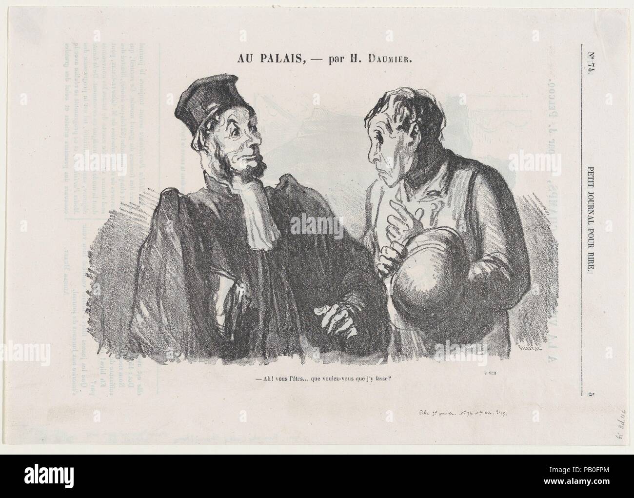 Oh, si sono.... (Colpevole) e che cosa vuoi che io faccia?, da 'presso la Corte di giustizia", pubblicato in Le Petit Journal pour rire, 3 marzo 1866. Artista: Honoré Daumier (francese, Marsiglia 1808-1879 Valmondois). Dimensioni: Immagine: 5 11/16 x 9 1/8 in. (14,5 × 23,2 cm) foglio: 8 1/2 × 12 1/16 in. (21,6 × 30,6 cm). Serie/Portfolio: 'presso la Corte di giustizia' (Au Palais). Data: Marzo 3, 1866. Museo: Metropolitan Museum of Art di New York, Stati Uniti d'America. Foto Stock