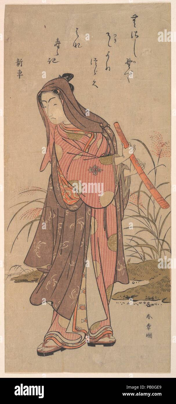 L'attore Ichikawa Monosuke (?) o Ichikawa Omezo nel ruolo femminile. Artista: Katsukawa Shunsho (giapponese, 1726-1792). Cultura: il Giappone. Dimensioni: 14 5/8 x 6 5/8 in. (37,1 x 16,8 cm). Data: 1726-1792. Museo: Metropolitan Museum of Art di New York, Stati Uniti d'America. Foto Stock