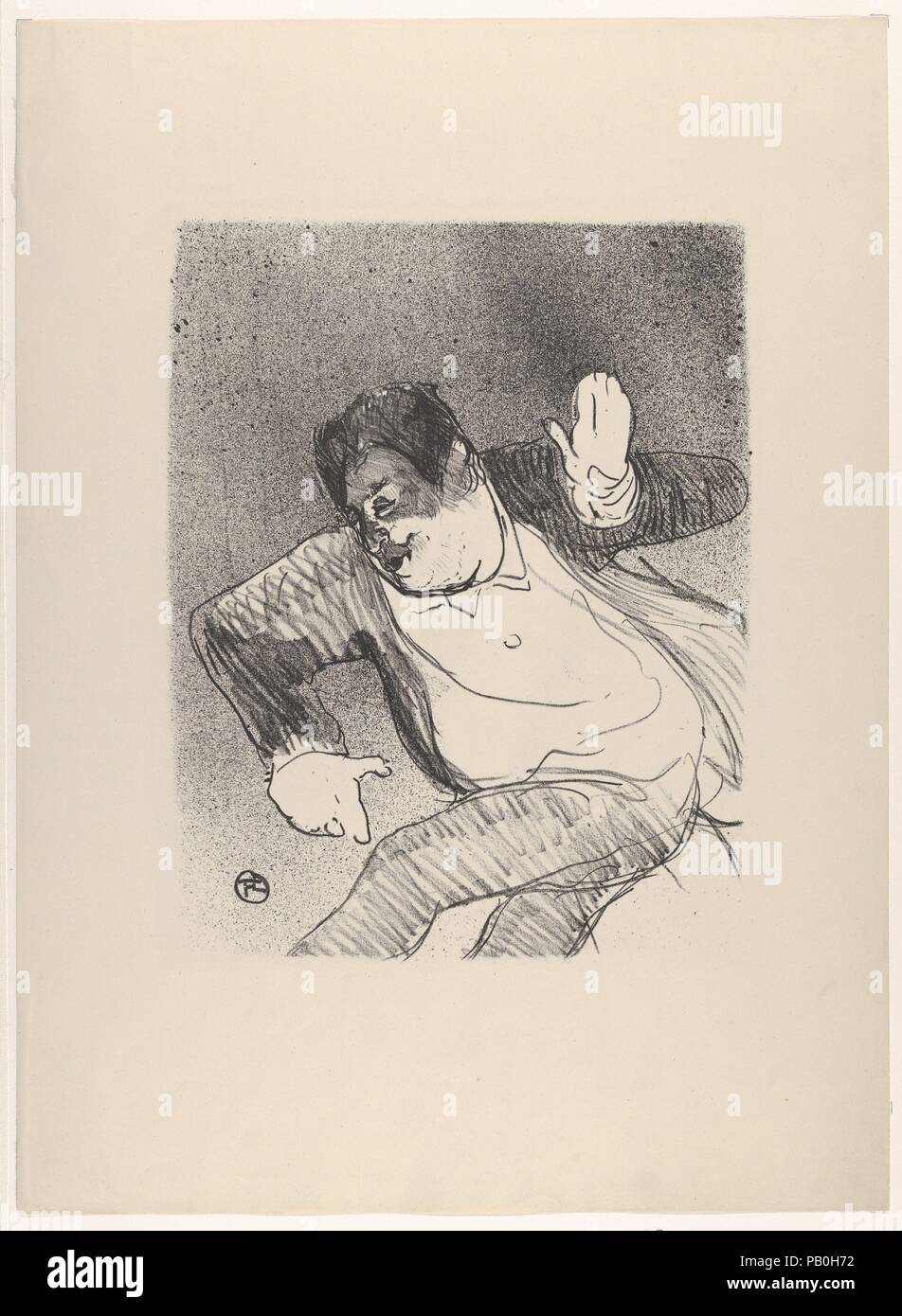 Caudieux al Petit Casino (da Le Café concerto). Artista: Henri de Toulouse-Lautrec (francese, Albi 1864-1901 Saint-André-du-Bois). Dimensioni: Immagine: 10 13/16 × 8 9/16 in. (27,5 × 21,8 cm) foglio: 17 5/16 × 12 5/8 in. (44 × 32 cm). Stampante: Edward Ancourt (francese del XIX secolo). Editore: l'Estampe Originale. Serie/Portfolio: Le Café Concerto; suite di undici litografie. Data: 1893. Museo: Metropolitan Museum of Art di New York, Stati Uniti d'America. Foto Stock