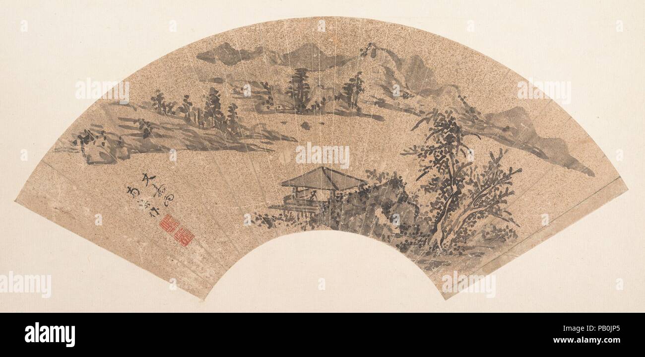 Pavilion dalla riva del lago. Artista: artista non identificato; dopo Wen Jia (Cinese, 1501-1583). Cultura: la Cina. Dimensioni: 6 7/8 x 19 1/2 in. (17,5 x 49,5 cm). Data: xvii secolo o più tardi. Museo: Metropolitan Museum of Art di New York, Stati Uniti d'America. Foto Stock