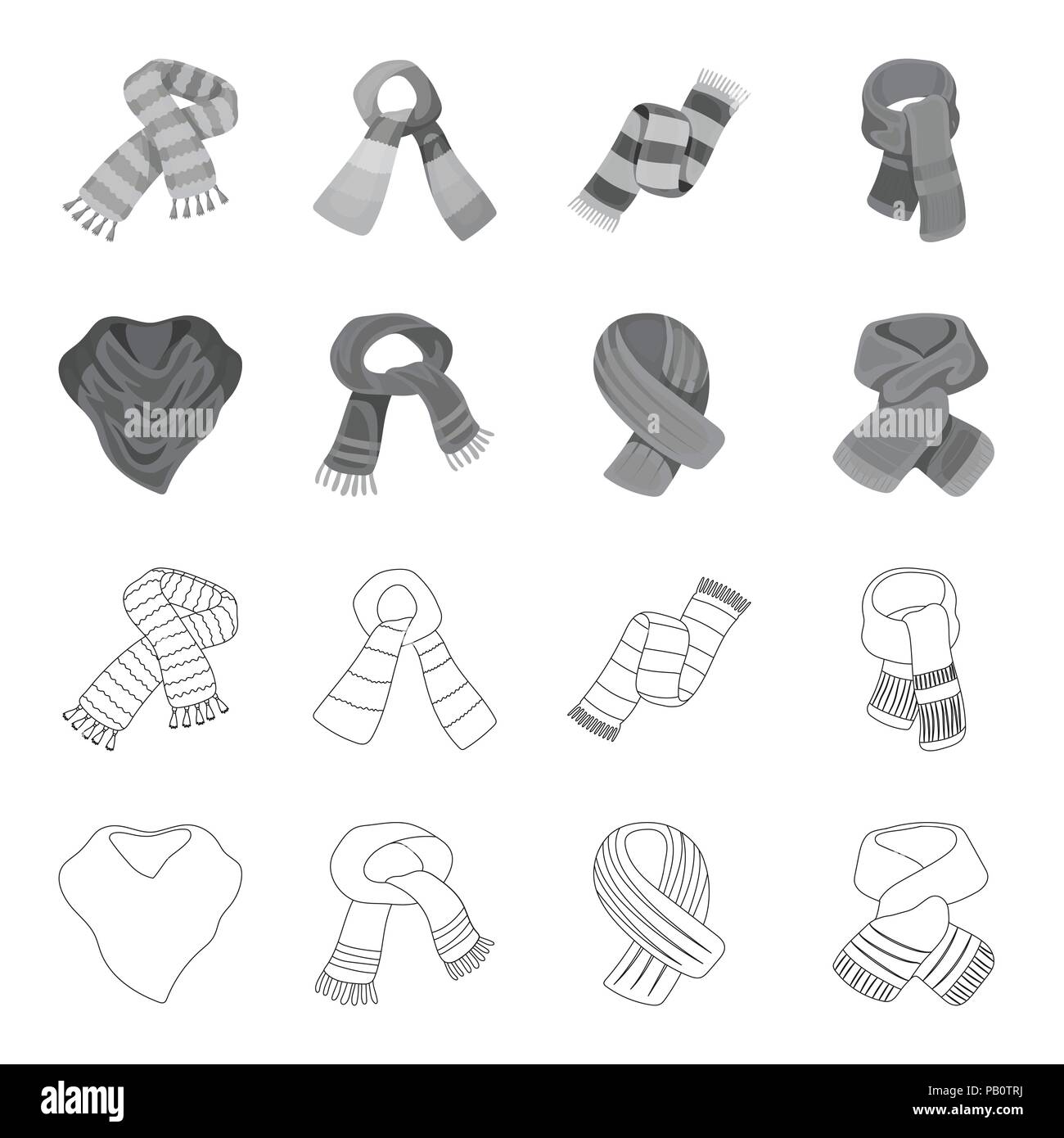 Vari tipi di sciarpe, foulard e scialli. Sciarpe e scialli set di icone di  raccolta in profilo,monocromatico vettore stile simbolo illustrazione stock  Immagine e Vettoriale - Alamy