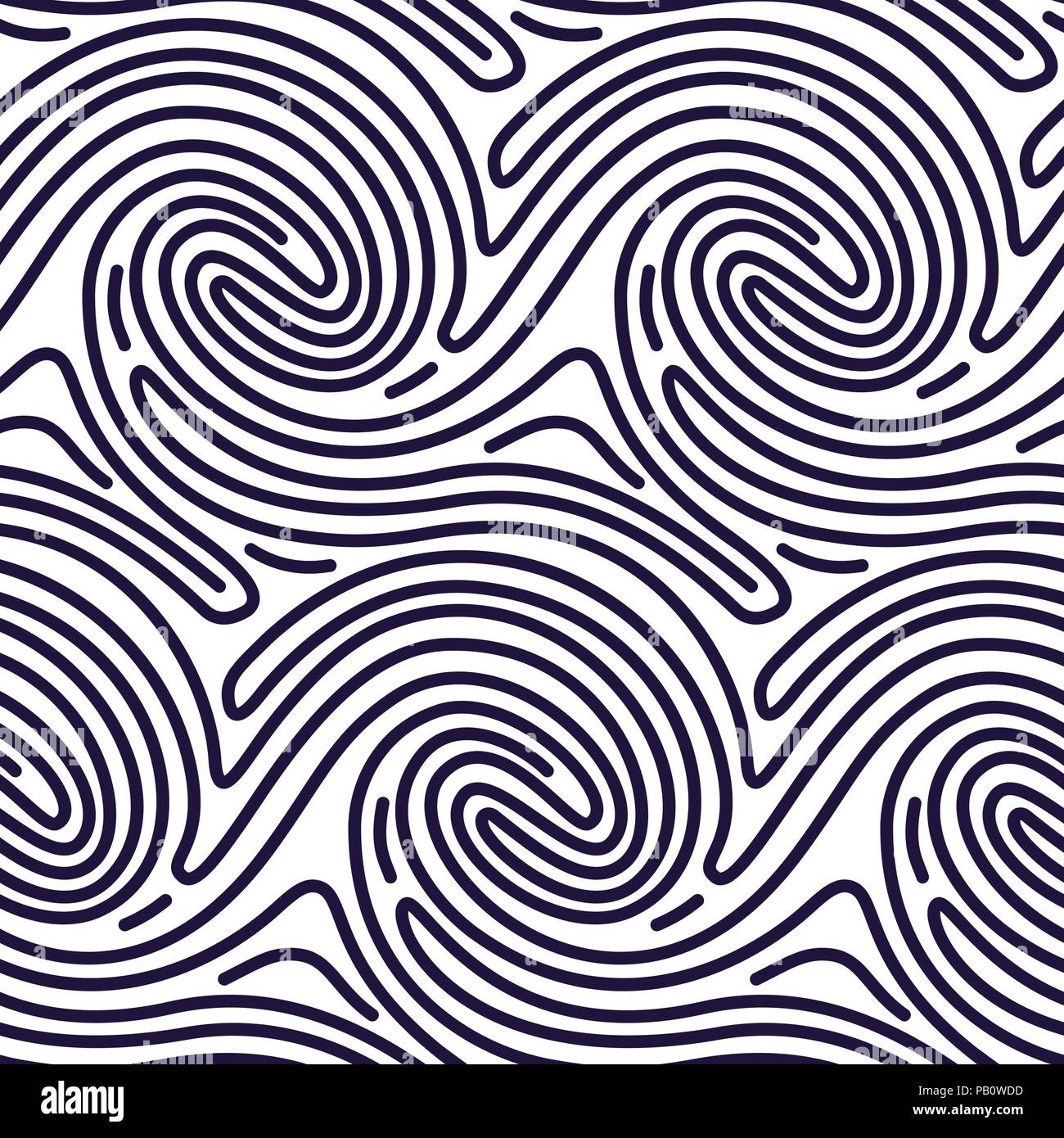 Seamless Pattern in stile di impronte digitali. Le linee curve dello sfondo. Finger Print motive per carta da parati, riempimenti, Modello di tessili. EPS vettoriali 10 Illustrazione Vettoriale