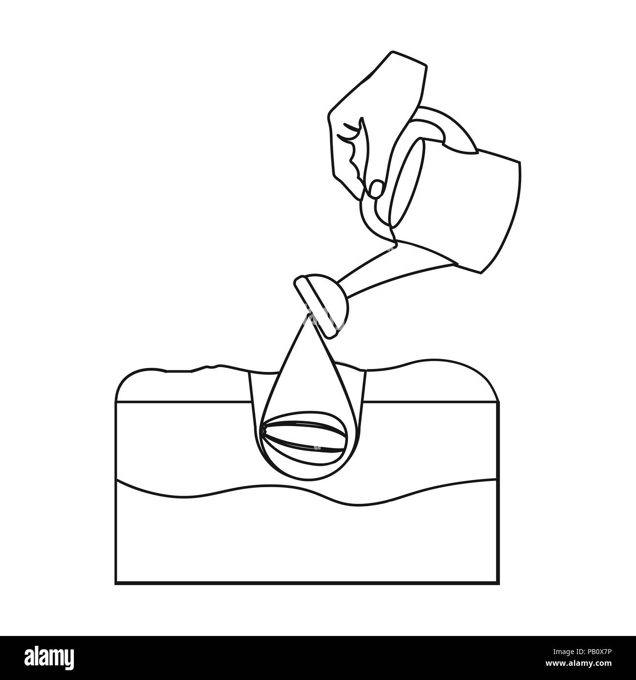 Irrigazione icona unica in stile contorno .irrigazione, simbolo del vettore illustrazione stock . Illustrazione Vettoriale