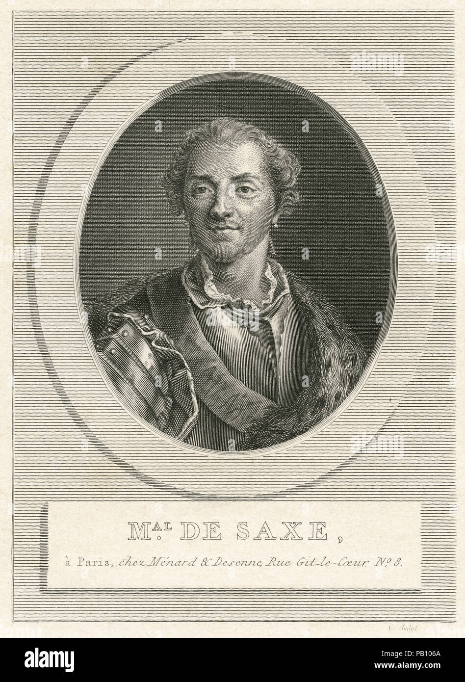 Maurice de Saxe, o il conte di Sassonia, (1696-1750), il soldato tedesco e il Maresciallo Generale di Francia, incisione Foto Stock