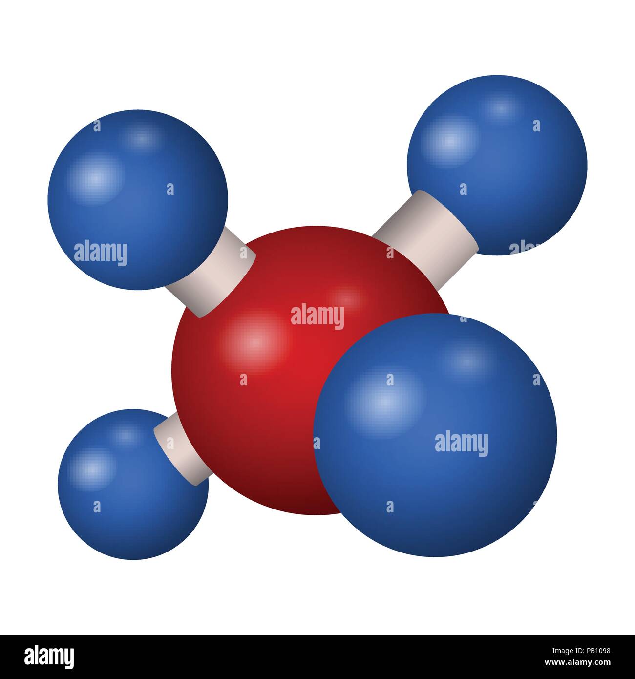 Formula chimica del metano. Modello 3D la molecola CH4 . Illustrazione Vettoriale. Illustrazione Vettoriale