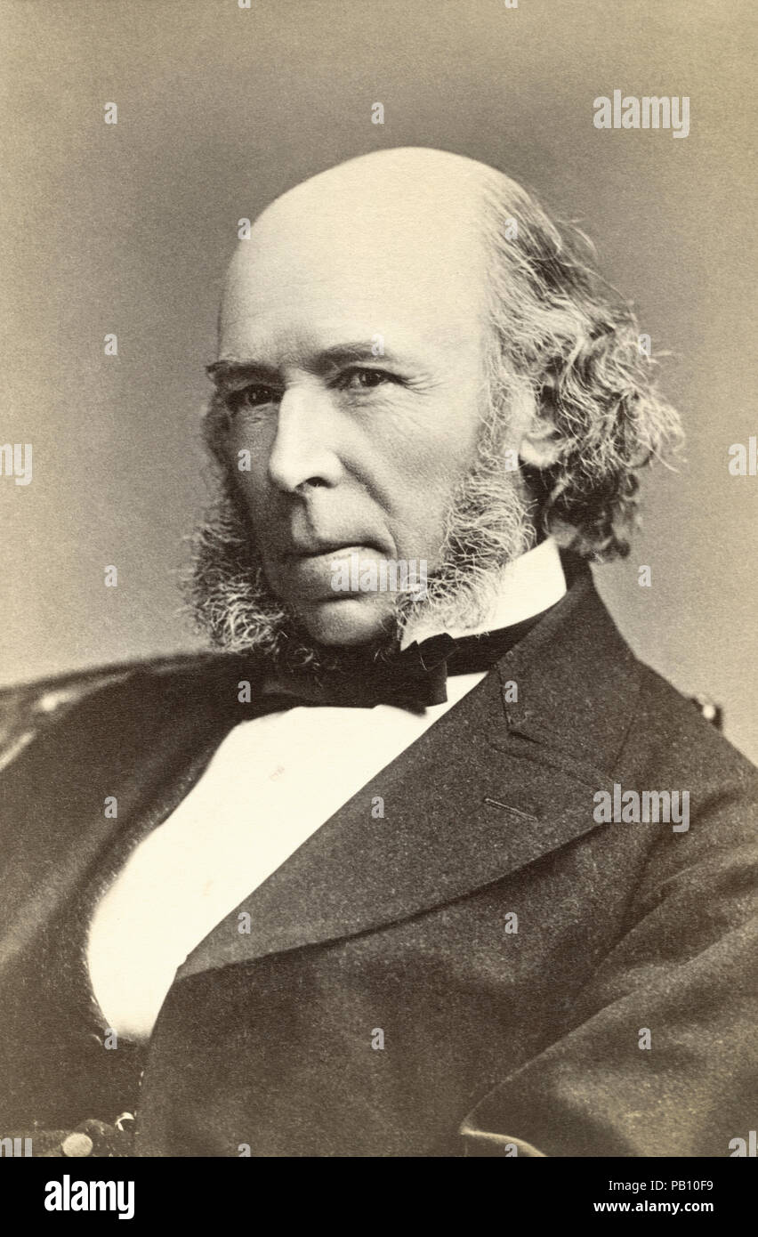 Herbert Spencer (1820-1903), filosofo inglese, sociologo, biologo e prominente liberale classica teorico politico dell'epoca vittoriana, Ritratto, 1870 Foto Stock