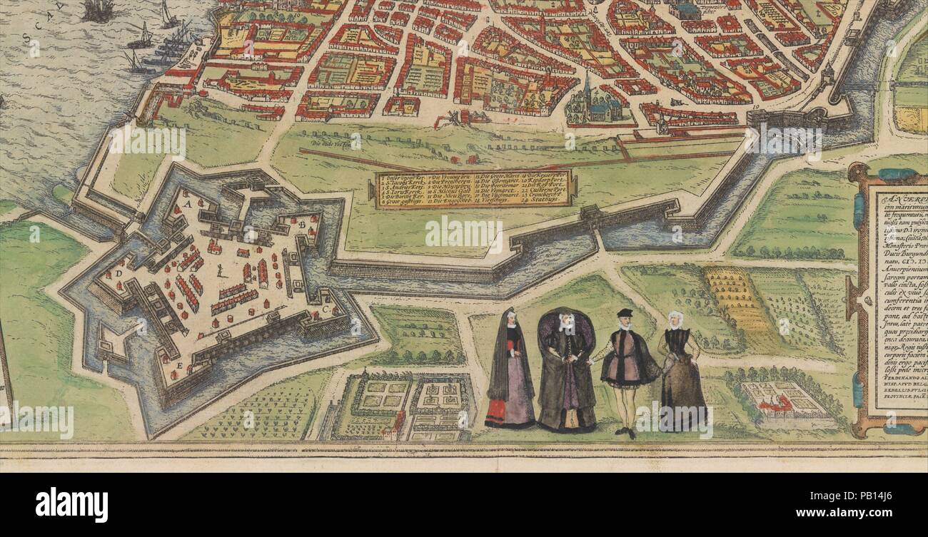 Palazzo Farnese di Caprarola da Braun e Hogenberg's Civitates orbis terrarum. Artista: Frans Hogenberg (Netherlandish, 1540-1590); Simon Novellanus (XVI secolo); progettato da Joris Hoefnagel (Netherlandish, Anversa 1542-1601 Vienna); progettato da Cornelio Caymox (Netherlandish, Anversa prima 1540-1588 Lipsia). Dimensioni: Piastra: 14 15/16 × 20 11/16 in. (38 × 52,6 cm) foglio: 16 1/8 × 21 1/2 in. (41 × 54,6 cm). Editor: Edito da Georg Braun (Tedesco, 1541-1622). Pubblicato in: Colonia. Data: 1572-94. Museo: Metropolitan Museum of Art di New York, Stati Uniti d'America. Foto Stock