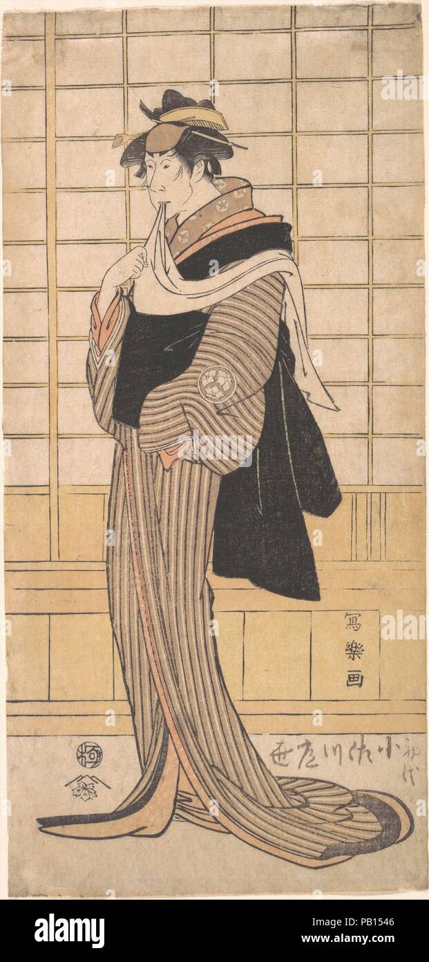 Osagawa Tsuneyo II come il parrucchiere O-roku. Artista: Toshusai Sharaku (giapponese, attivo 1794-95). Cultura: il Giappone. Dimensioni: Immagine: 12 1/2 x 6 in. (31,8 x 15,2 cm). Data: 1794-95. Museo: Metropolitan Museum of Art di New York, Stati Uniti d'America. Foto Stock