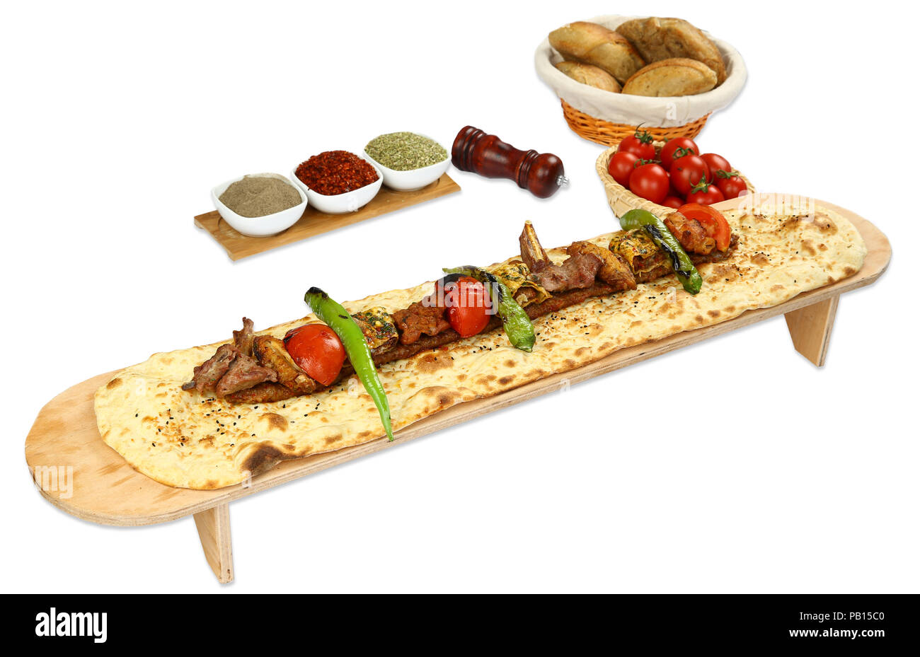Kebab Mixed piastra, Bagno turco lahmacun, adana shish kebab, carne di pollo, polpetta, Foto Stock