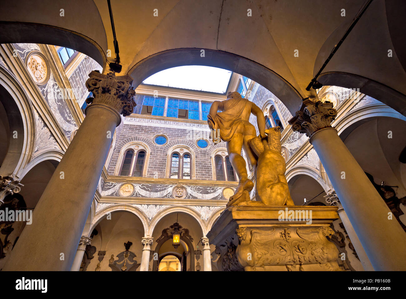Palazzo Medici famoso di Firenze vista atrio, Regione Toscana Italia Foto Stock