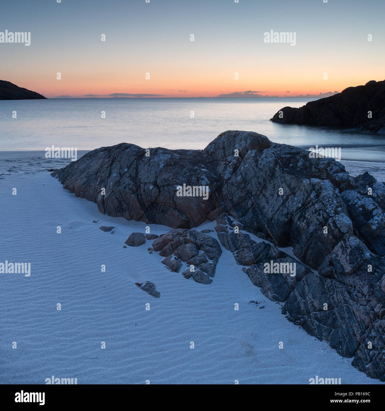 Tramonto a: Achmelvich Beach Foto Stock