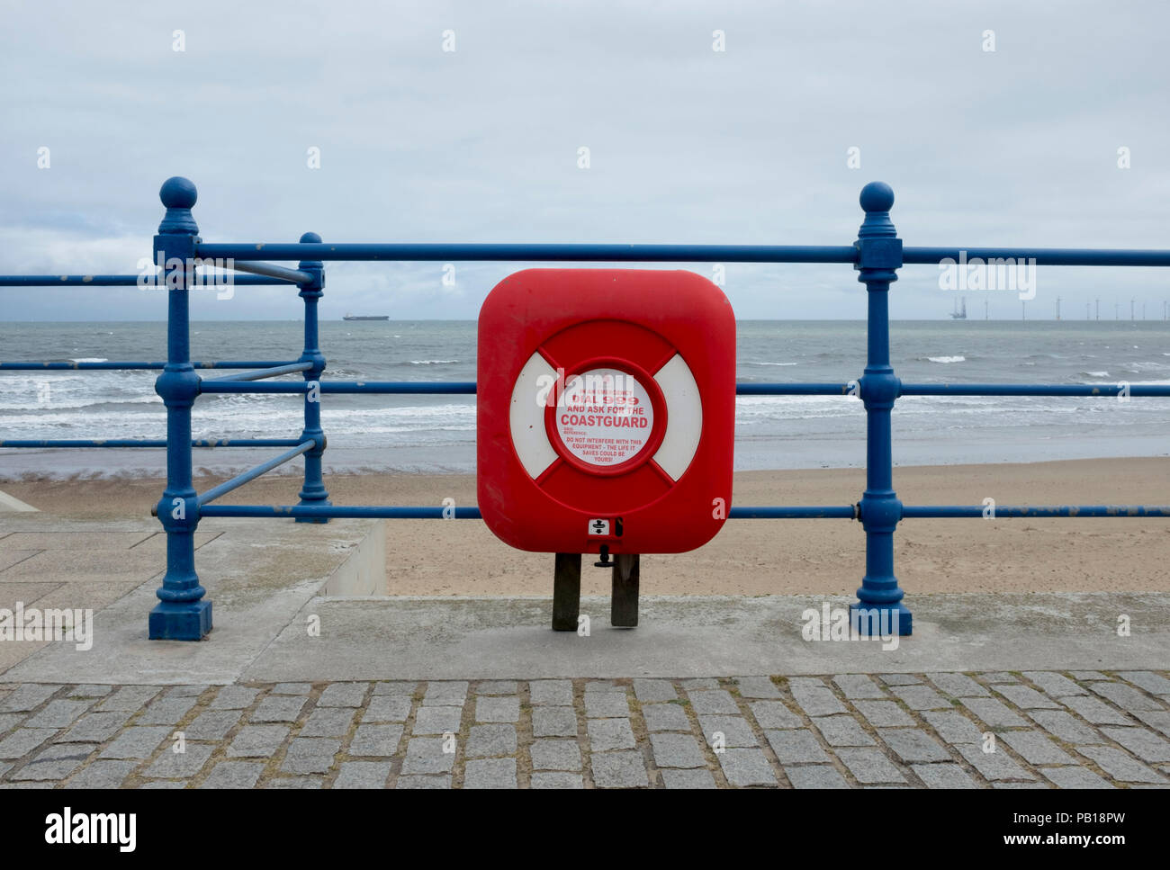 Digital Signage sul lungomare in inglese, Costa Nord Est, Regno Unito Foto Stock