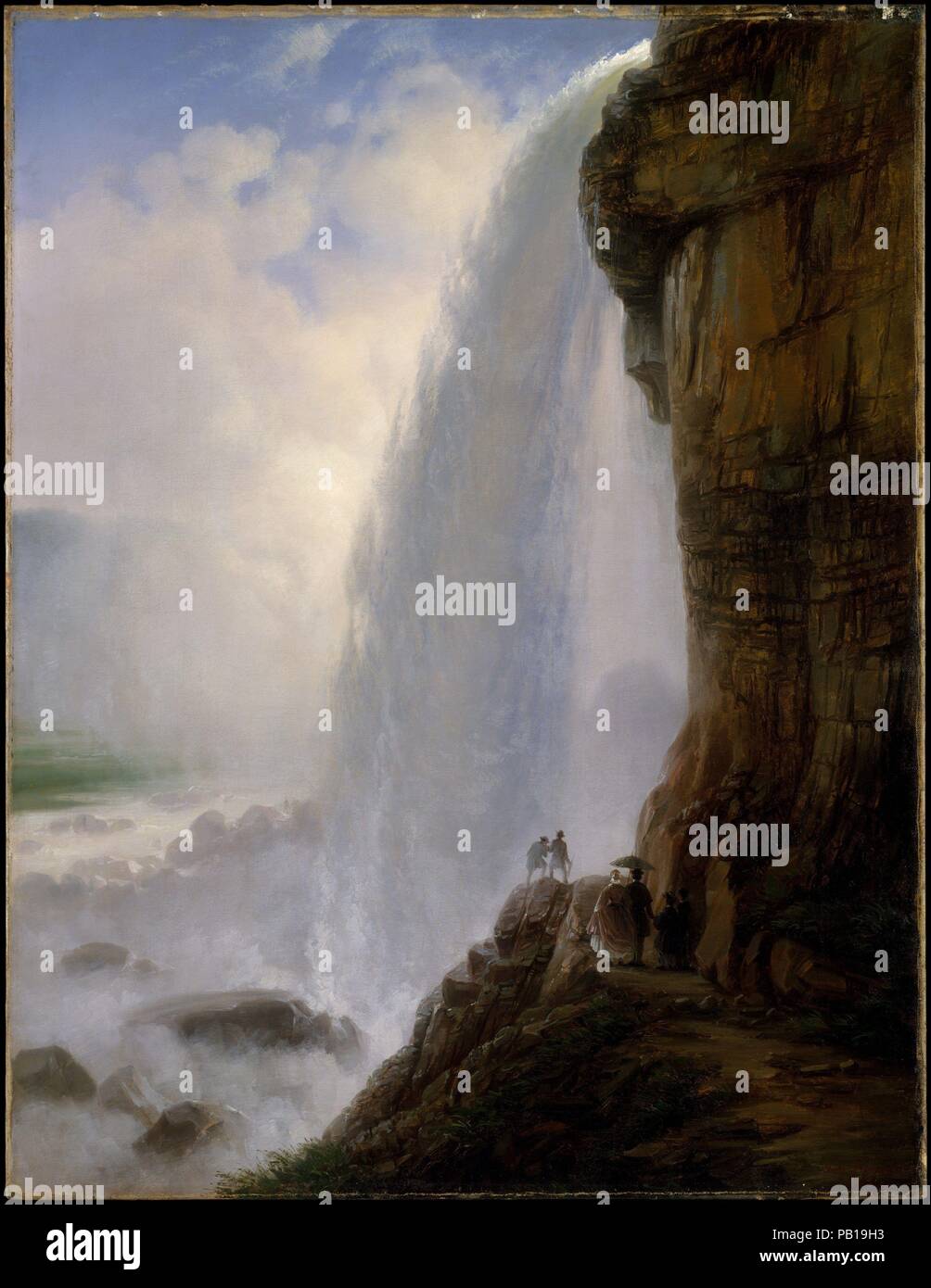 Sotto le Cascate del Niagara. Artista: Ferdinando Richardt (1819-1895). Dimensioni: 40 x 31 1/2 in. (101,6 x 79,2 cm). Data: 1862. Museo: Metropolitan Museum of Art di New York, Stati Uniti d'America. Foto Stock
