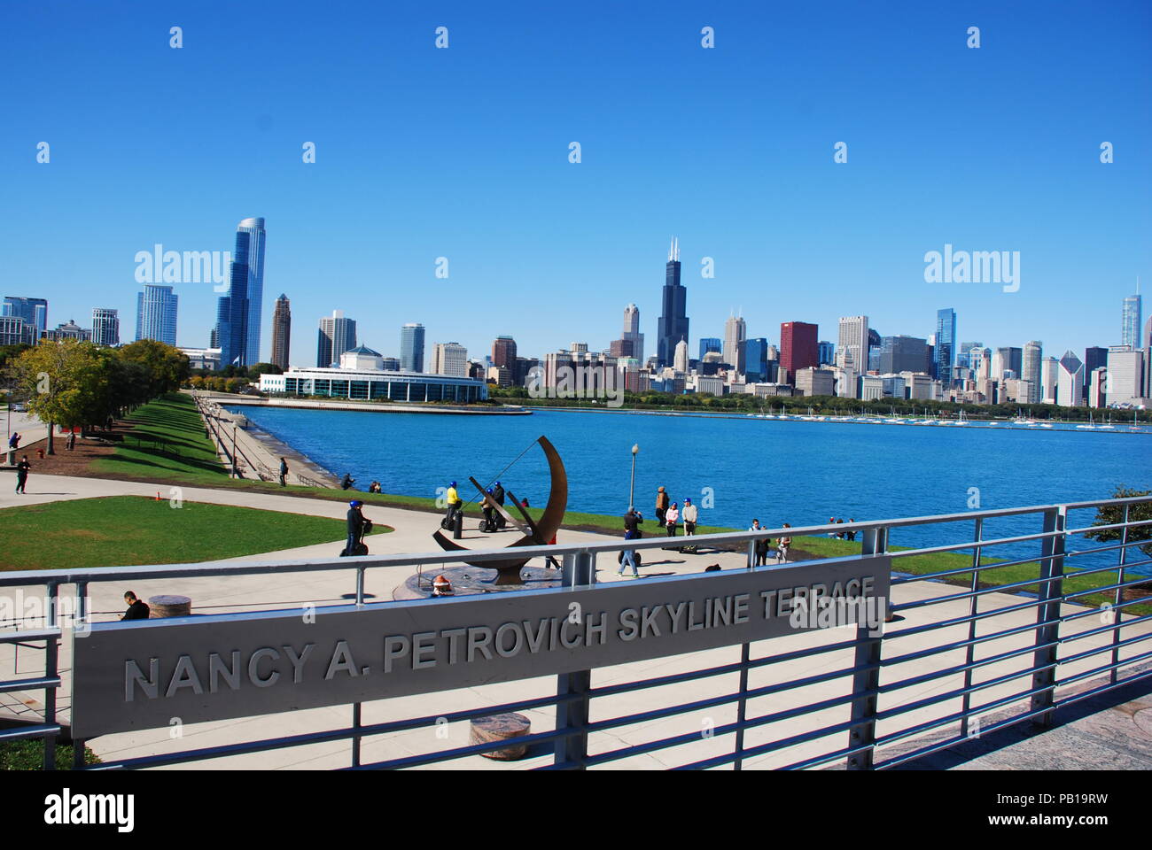 Sullo skyline di Chicago visto dal Planetarium Adler Foto Stock