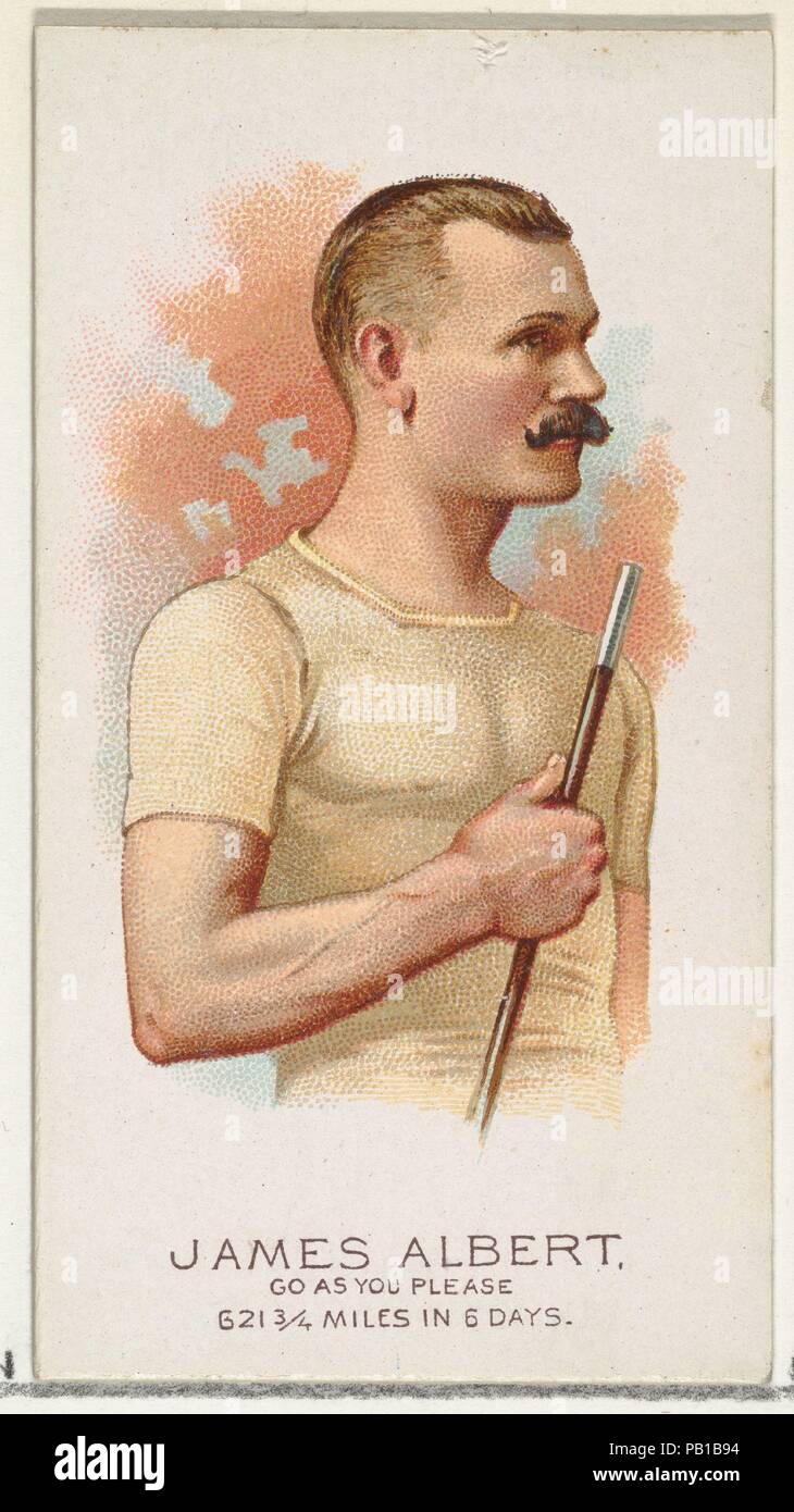 James Albert, Pedestrian-Go come volete, dal mondo in Champions, Serie 2 (N29) per Allen & Ginter sigarette. Dimensioni: foglio: 2 3/4 x 1 1/2 in. (7 x 3,8 cm). Litografo: Lindner, Eddy & Claus (American, New York). Editore: Allen & Ginter (American, Richmond, Virginia). Data: 1888. Scambio di carte da 'World in Champions,' serie 2 (N29), rilasciato nel 1888 in un set di 50 schede per promuovere Allen & Ginter marca di sigarette. Museo: Metropolitan Museum of Art di New York, Stati Uniti d'America. Foto Stock