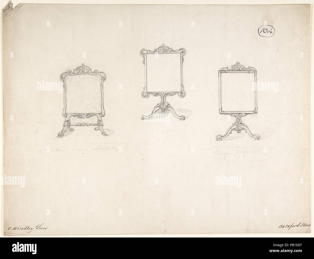Disegni per tre schermate. Artista: Charles Hindley e figli (British, Londra Londra 1841-1917). Dimensioni: foglio: 9 7/8 x 13 1/8 in. (25,1 x 33,3 cm). Data: 1841-84. Museo: Metropolitan Museum of Art di New York, Stati Uniti d'America. Foto Stock