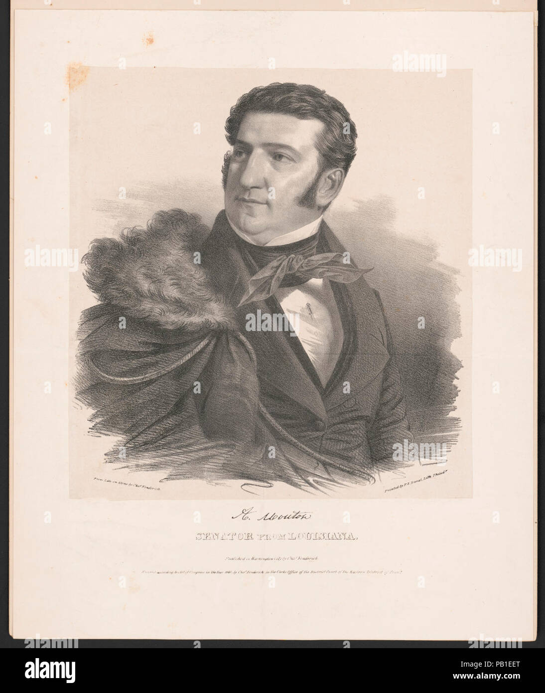 A. Mouton, senatore della Louisiana - dalla vita sulla pietra da Chas. Fenderich ; stampato da P.S. Duval, Lith., Philada. Foto Stock