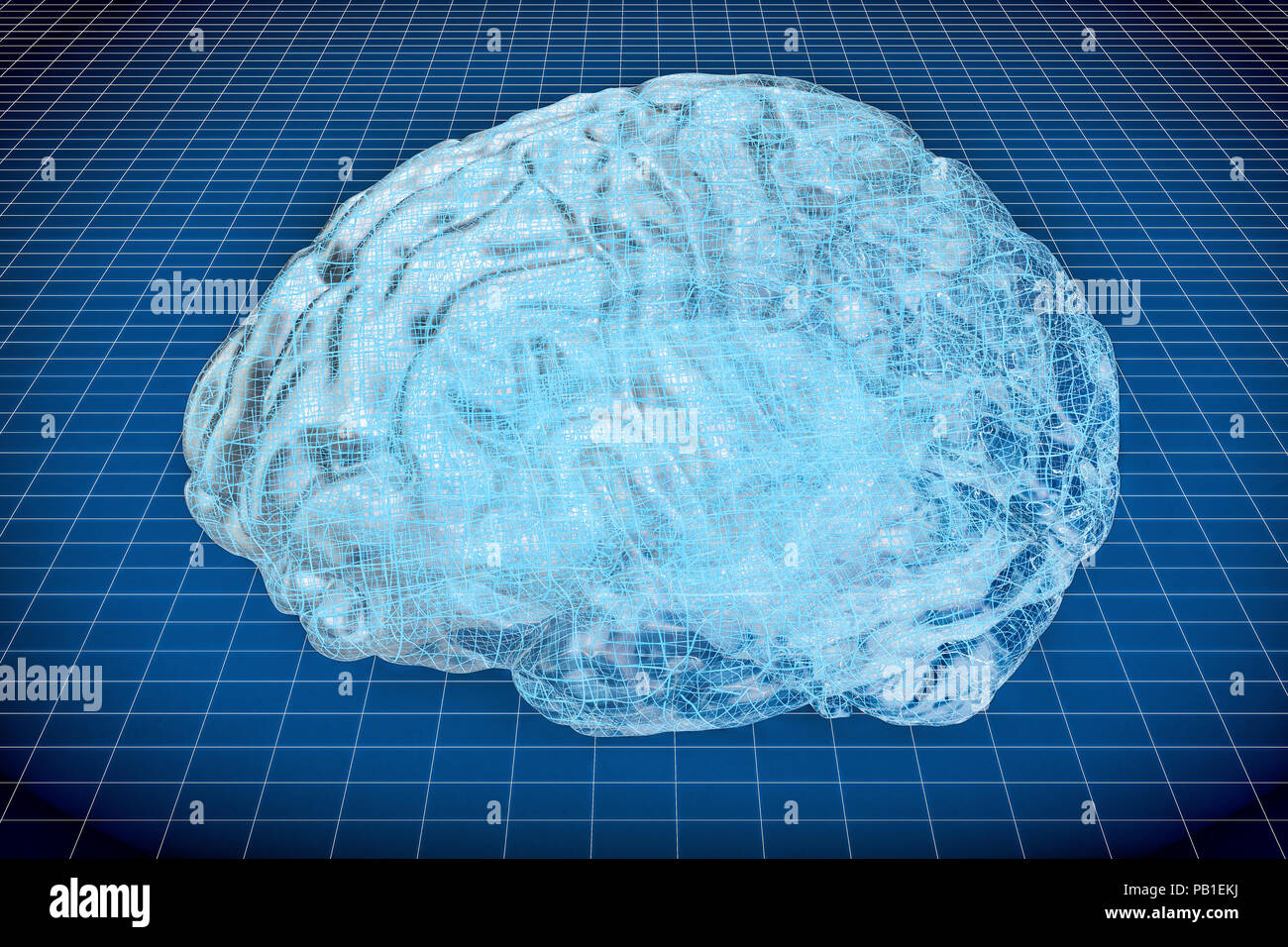 Intelligenza artificiale il concetto di tecnologia con il cervello umano, rendering 3D Foto Stock