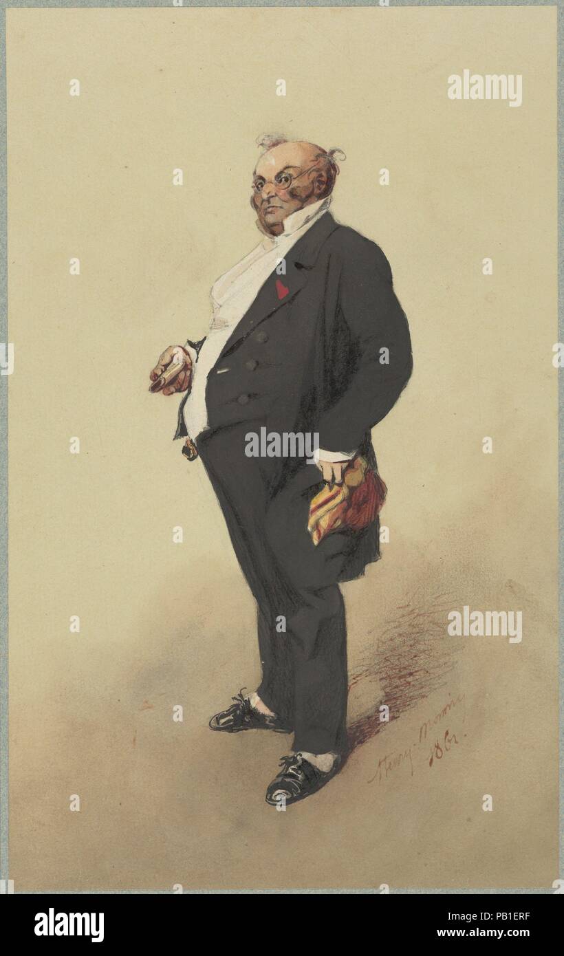 Autoritratto come Monsieur Prudhomme. Artista: Henry-Bonaventure Monnier (francese, Parigi Parigi 1799-1877). Dimensioni: foglio: 10 1/2 x 6 1/2 in. (26,7 x 16,5 cm). Data: 1861. Museo: Metropolitan Museum of Art di New York, Stati Uniti d'America. Foto Stock