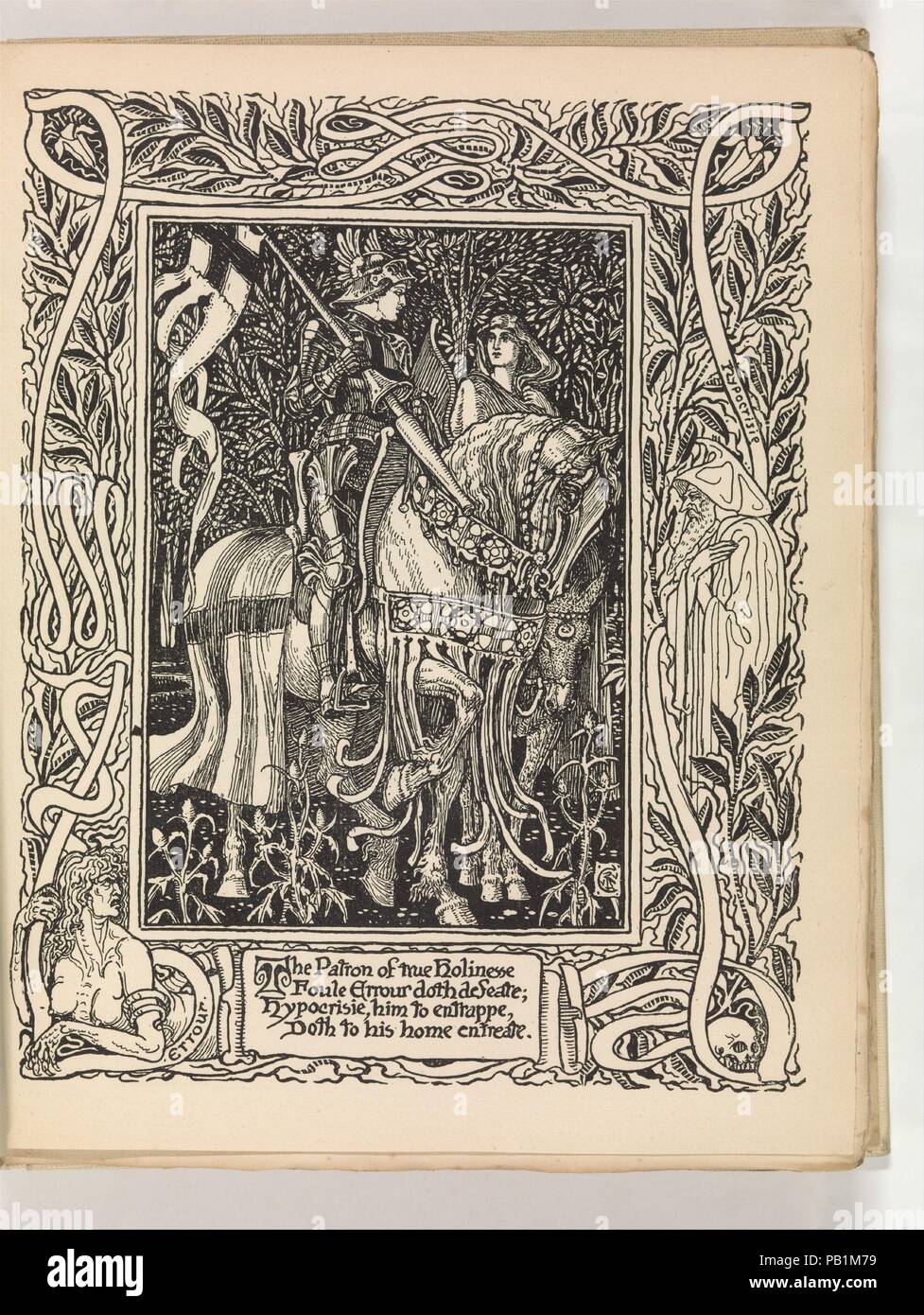 Il Faerie Queene, un poema in sei libri con il frammento Mutabilitie: Prenota I. Autore: Edmund Spenser (British, Londra 1552?-1599 Londra). Dimensioni: 11 1/4 × 8 3/4 x 1 3/4 in. (28,5 × 22,2 × 4,5 cm). Editor: Thomas James Wise (British, 1839-1957). Illustrator: Walter gru (British, Liverpool 1845-1915 Horsham). Stampante: Charles Whittingham [il sambuco] (Londra). Editore: George Allen & Co., Ltd. Londra. Data: 1894-97. Museo: Metropolitan Museum of Art di New York, Stati Uniti d'America. Foto Stock