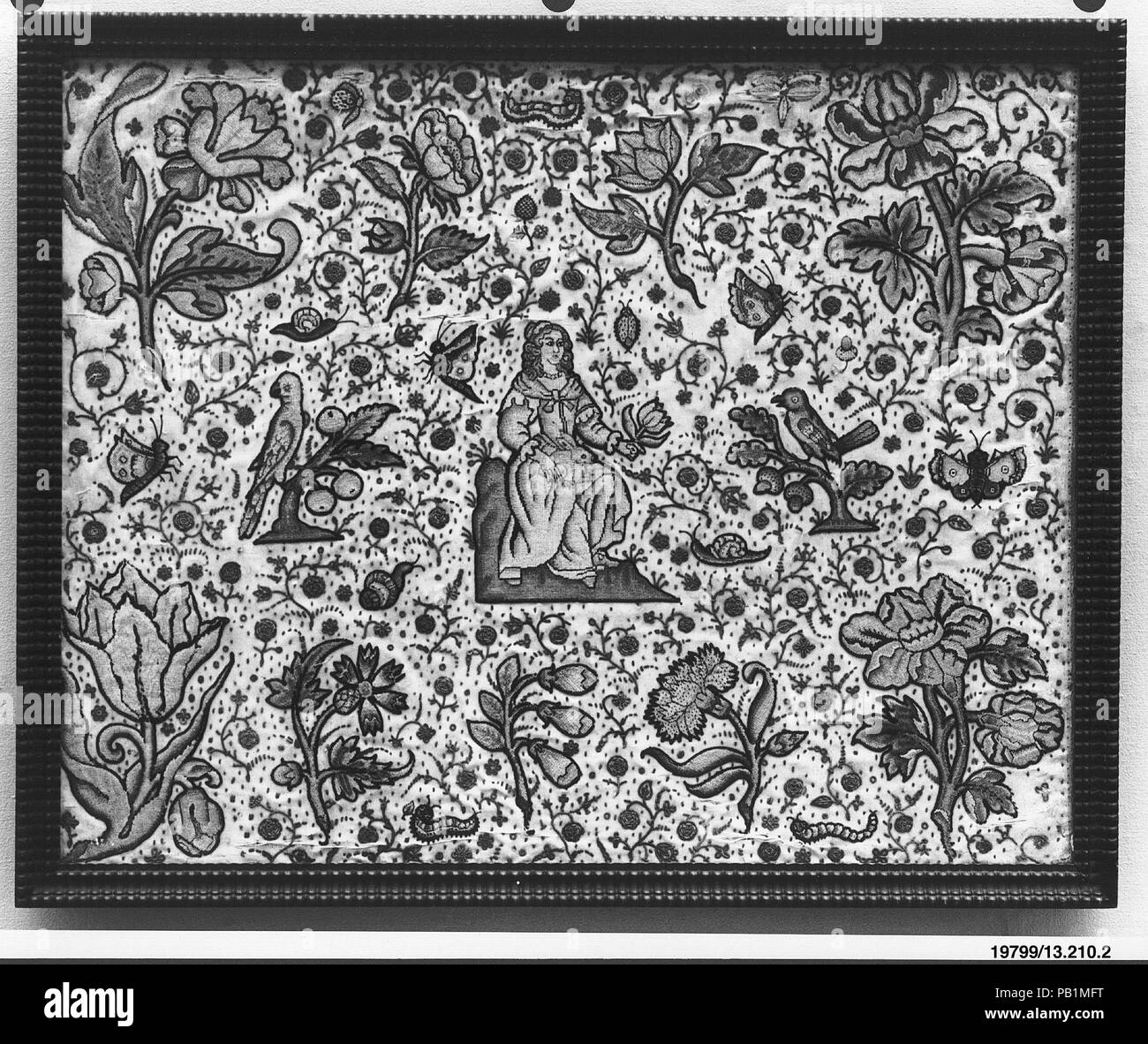 Una donna in un giardino. Cultura: British. Dimensioni: L. 21 1/2 x W. 16 3/4 pollici (54,6 x 42,5 cm). Data: metà del XVII secolo. Museo: Metropolitan Museum of Art di New York, Stati Uniti d'America. Foto Stock
