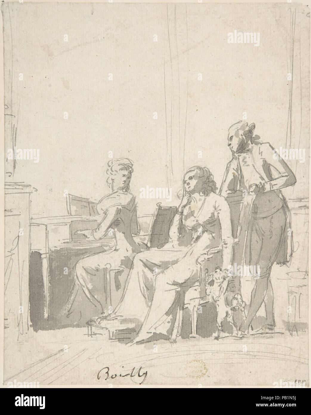 Pezzo di conversazione. Artista: Louis Léopold Boilly (Francese, La Bassée 1761-1845 Paris). Dimensioni: foglio: 7 3/8 x 5 7/8 in. (18,7 x 14,9 cm). Data: 1761-1845. Museo: Metropolitan Museum of Art di New York, Stati Uniti d'America. Foto Stock