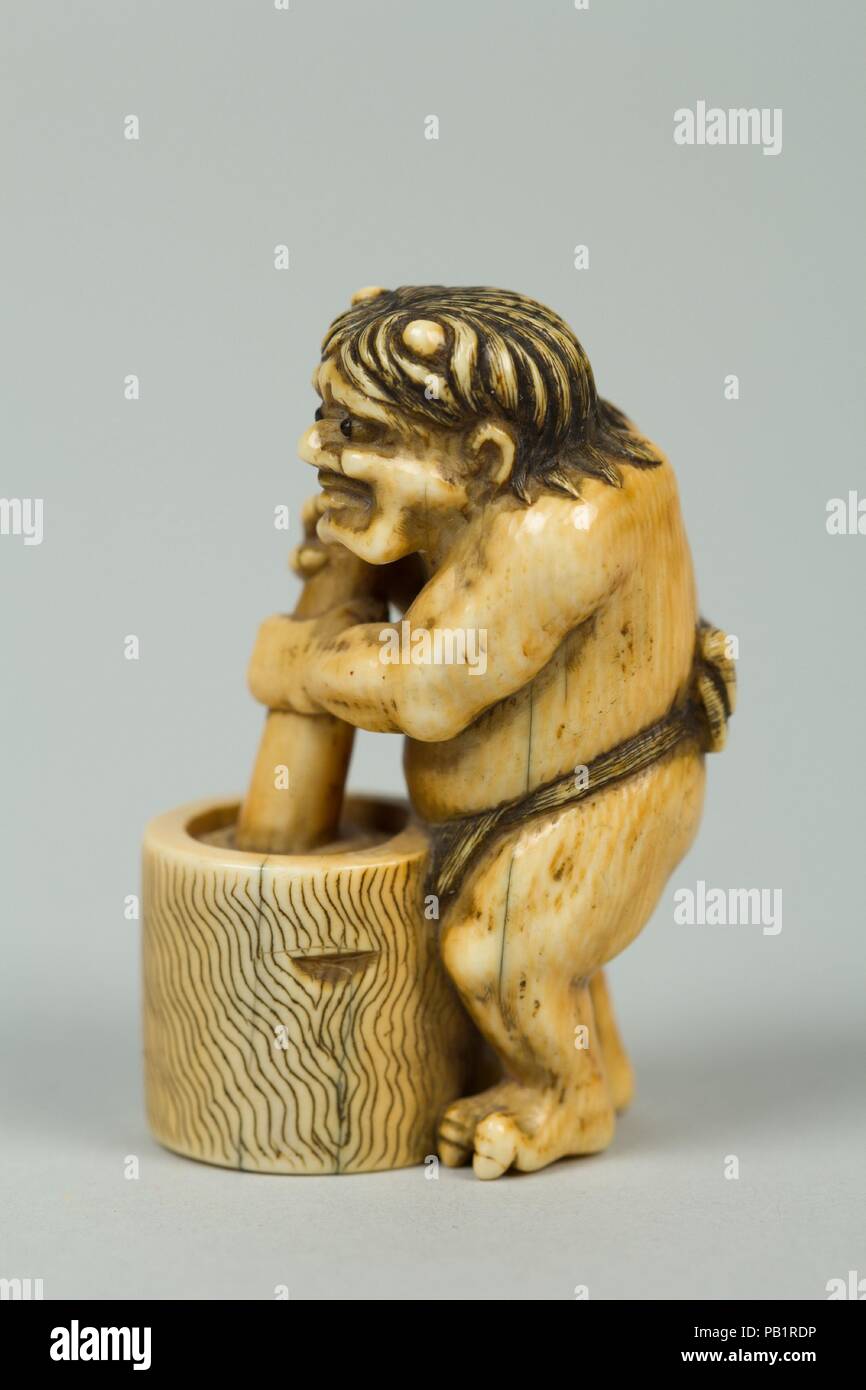 Netsuke di un demone. Cultura: il Giappone. Dimensioni: H. 2. (5,1 cm); W. 1. (2,5 cm); D. 1 5/8 in. (4.1 cm). Data: XVIII secolo. Museo: Metropolitan Museum of Art di New York, Stati Uniti d'America. Foto Stock