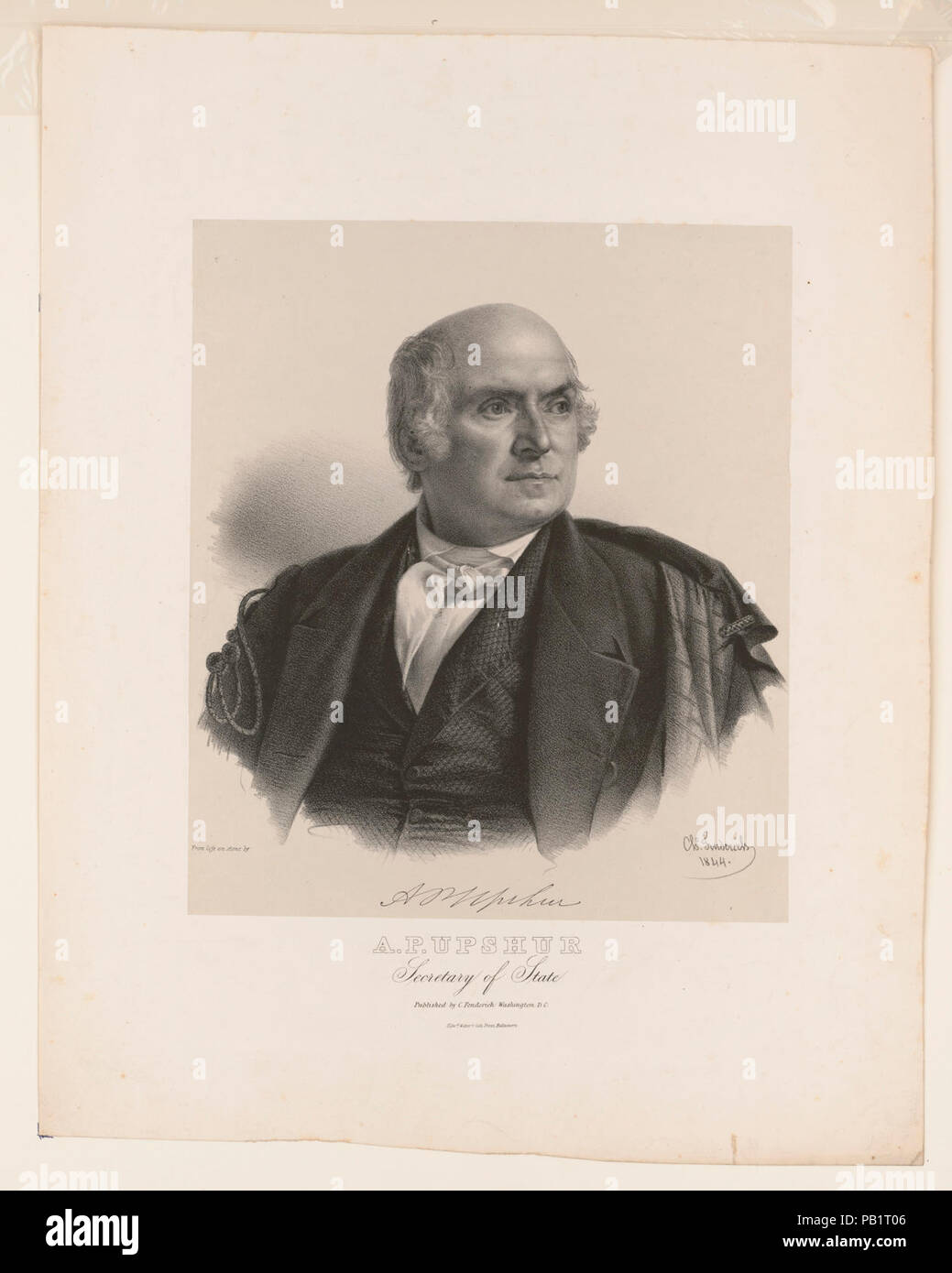 A.P. Upshur, Segretario di Stato - dalla vita sulla pietra da Chs. Fenderich 1844. Foto Stock