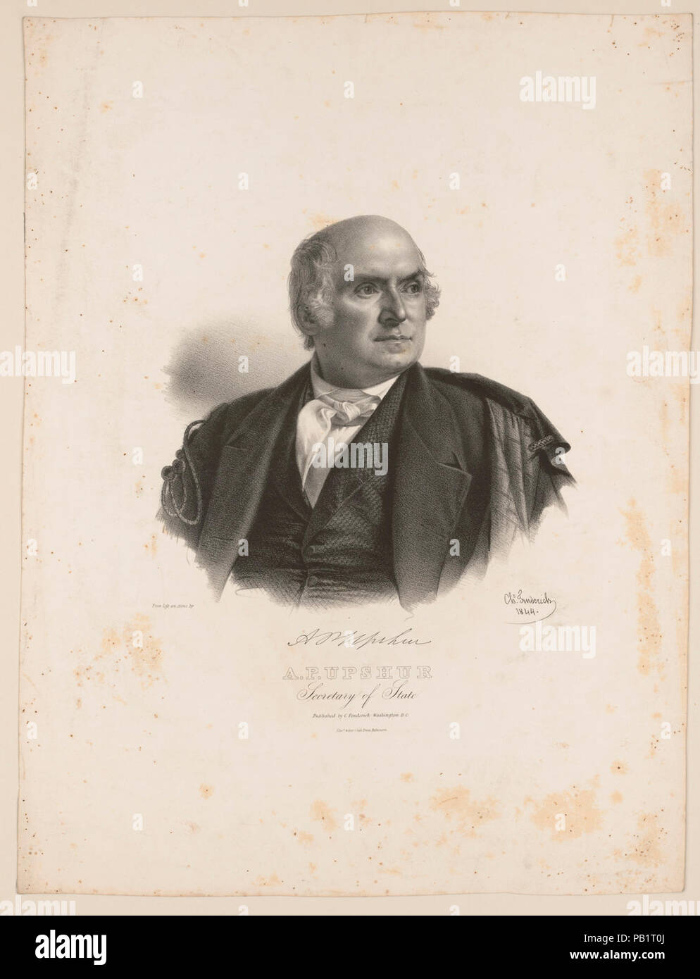 A.P. Upshur, Segretario di Stato - dalla vita sulla pietra da Chs. Fenderich 1844. Foto Stock