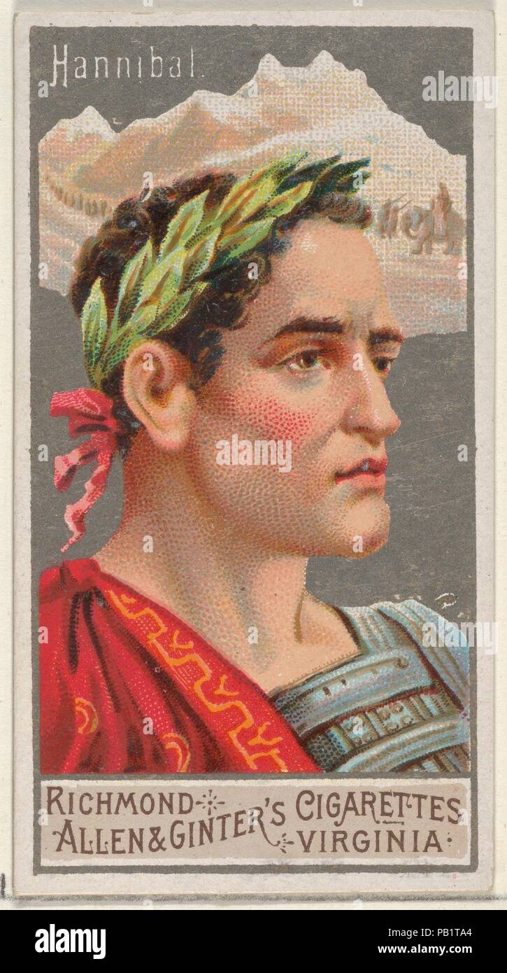 Annibale, dalla grande serie generali (N15) per Allen & Ginter marche di sigarette. Dimensioni: foglio: 2 3/4 x 1 1/2 in. (7 x 3,8 cm). Litografo: George S. Harris & Sons (American, Philadelphia). Editore: Allen & Ginter (American, Richmond, Virginia). Data: 1888. Scambio di carte da 'Grande generali" serie (N15), rilasciato nel 1888 in un set di 50 schede per promuovere Allen & Ginter marca di sigarette. Museo: Metropolitan Museum of Art di New York, Stati Uniti d'America. Foto Stock