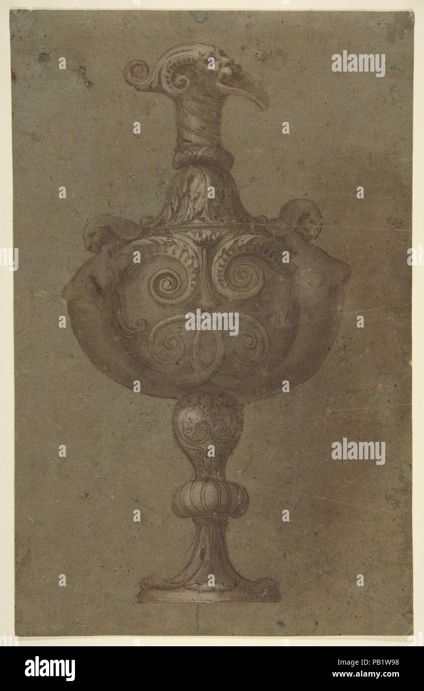 Design per un vaso. Artista: Dopo Polidoro da Caravaggio (italiano, Caravaggio ca. 1499-ca. 1543 Messina). Dimensioni: 12-5/8 x 8-1/8 in. (32,1 x 20,6 cm). Data: 1499-1543. Museo: Metropolitan Museum of Art di New York, Stati Uniti d'America. Foto Stock