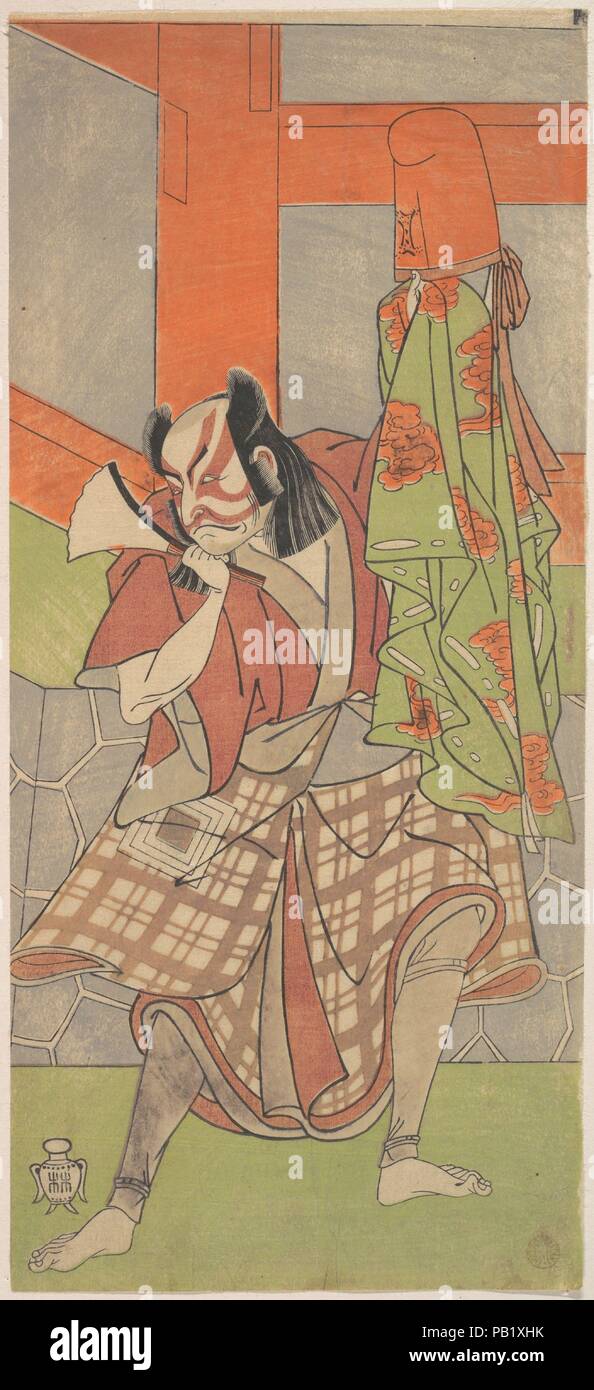 Il quarto Ichikawa Danjuro nel ruolo di Yahei-byoe Munekiyo. Artista: Katsukawa Shunsho (giapponese, 1726-1792). Cultura: il Giappone. Dimensioni: 12 11/32 x 5 1/2 in. (31,4 x 14,0 cm). Data: dodicesimo mese, 1768. Museo: Metropolitan Museum of Art di New York, Stati Uniti d'America. Foto Stock