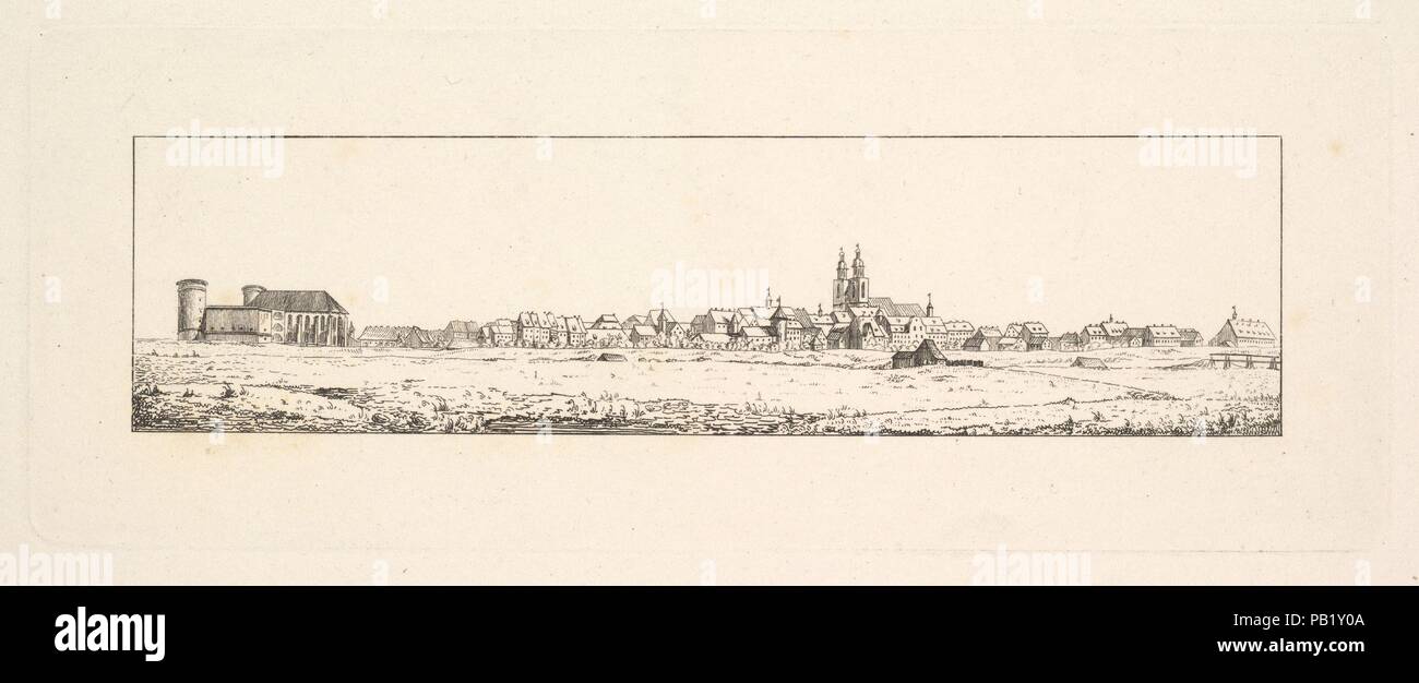 Vista di una città vecchia con una chiesa e alte case a capanna. Artista: Johann Gottfried Schadow (tedesco, Berlino Berlino 1764-1850). Data: n.d.. Museo: Metropolitan Museum of Art di New York, Stati Uniti d'America. Foto Stock