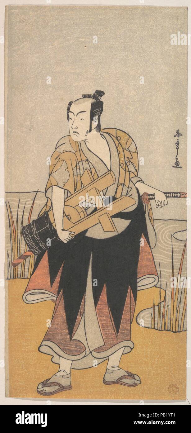 Il quarto Matsumoto Koshiro come un uomo in piedi sulla sponda di un fiume. Artista: Katsukawa Shunsho (giapponese, 1726-1792). Cultura: il Giappone. Dimensioni: 12 5/16 x 5 2/3 in. (31,3 x 14,4 cm). Data: ca. 1785. Museo: Metropolitan Museum of Art di New York, Stati Uniti d'America. Foto Stock