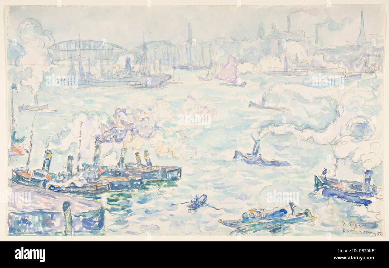 Rotterdam. Artista: Paul Signac (francese, Parigi Parigi 1863-1935). Dimensioni: 10 x 16 1/8 in. (25,4 x 40,6 cm). Data: 1906. Museo: Metropolitan Museum of Art di New York, Stati Uniti d'America. Foto Stock