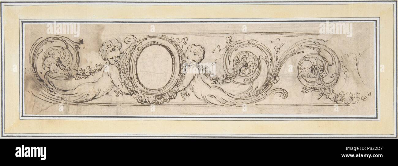 Design per un fregio. Artista: attribuito ad Henri Sallembier (francese, Parigi Parigi 1753-1820). Dimensioni: 2 11/16 x 10 1/2 in. (6,9 x 26,6 cm). Data: n.d.. Museo: Metropolitan Museum of Art di New York, Stati Uniti d'America. Foto Stock