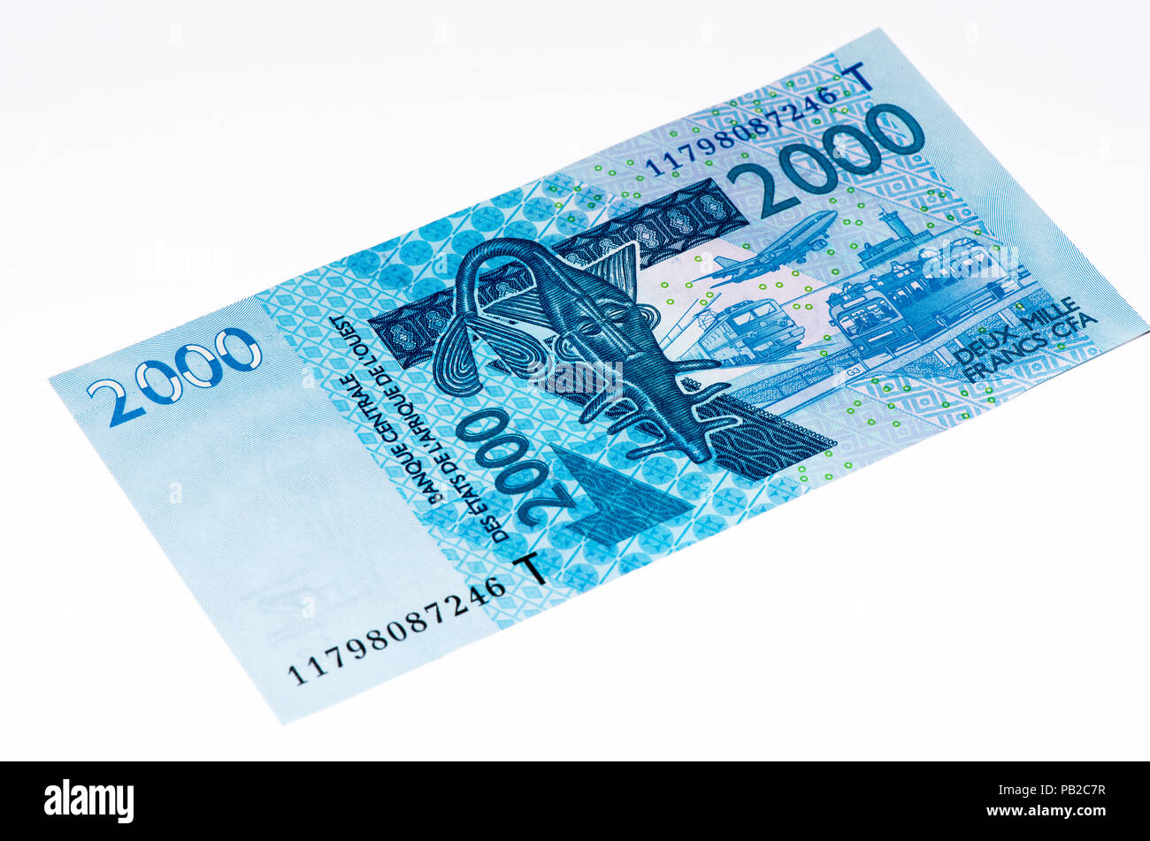 2000 Franco CFA bank nota. Franco CFA è utilizzato in 14 paesi africani. Foto Stock