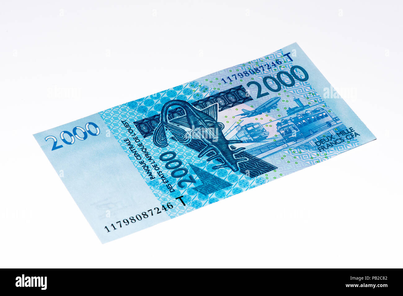 2000 Franco CFA bank nota. Franco CFA è utilizzato in 14 paesi africani. Foto Stock