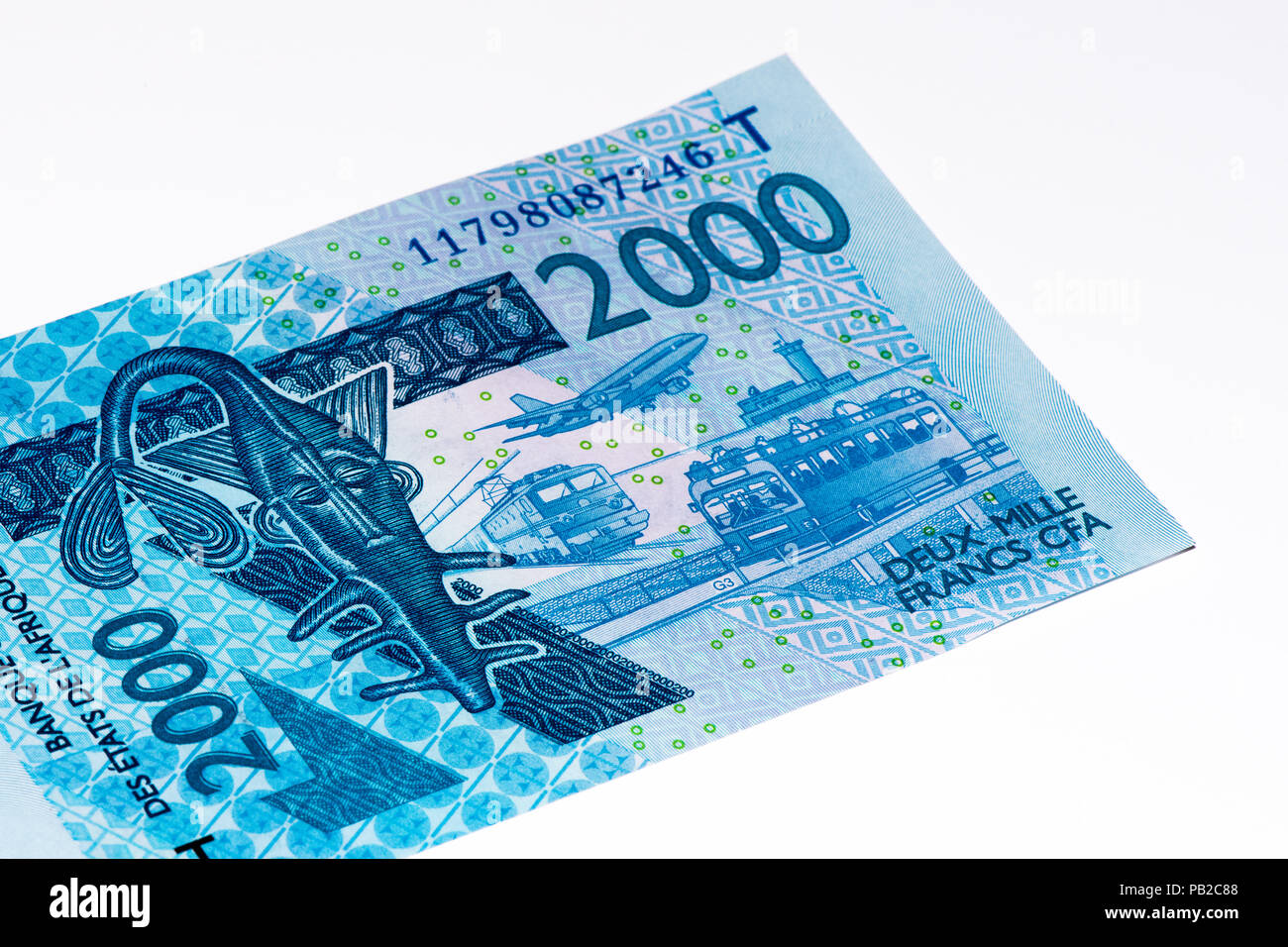 2000 Franco CFA bank nota. Franco CFA è utilizzato in 14 paesi africani. Foto Stock