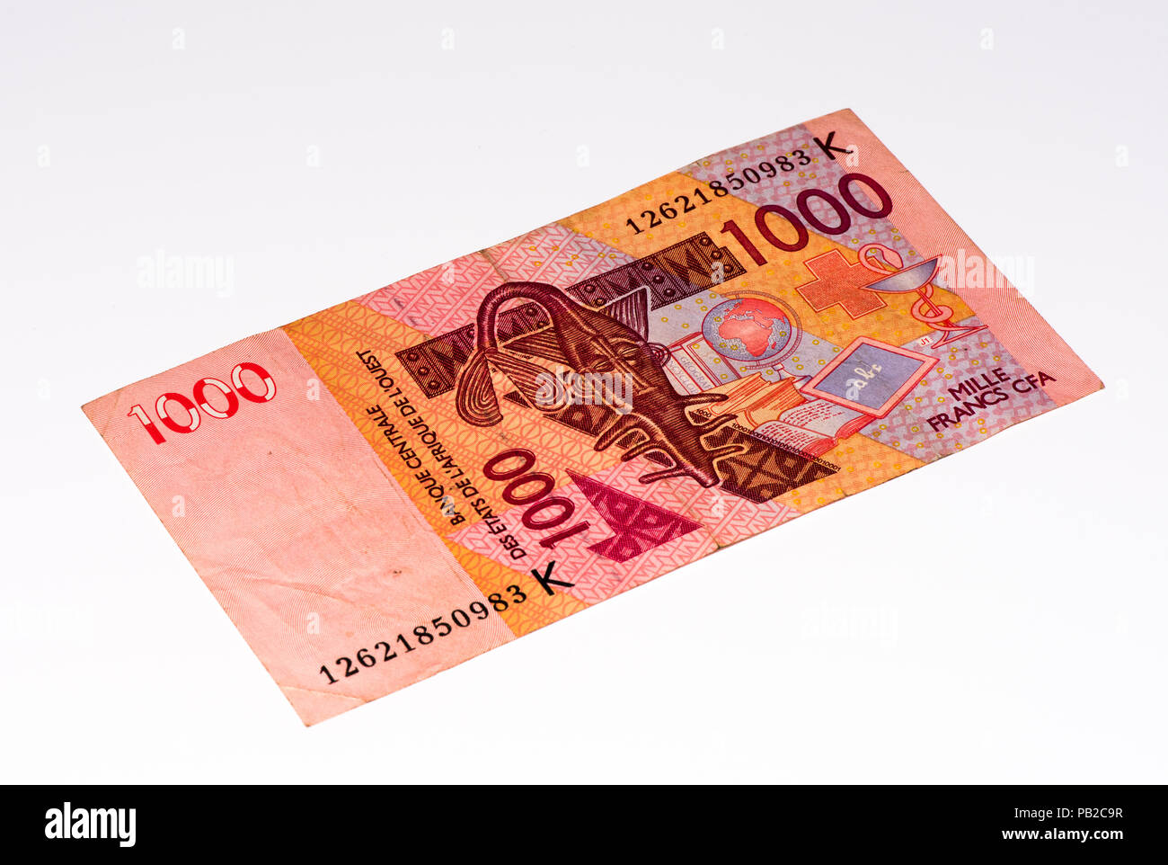 1000 Franco CFA bank nota. Franco CFA è utilizzato in 14 paesi africani. Foto Stock