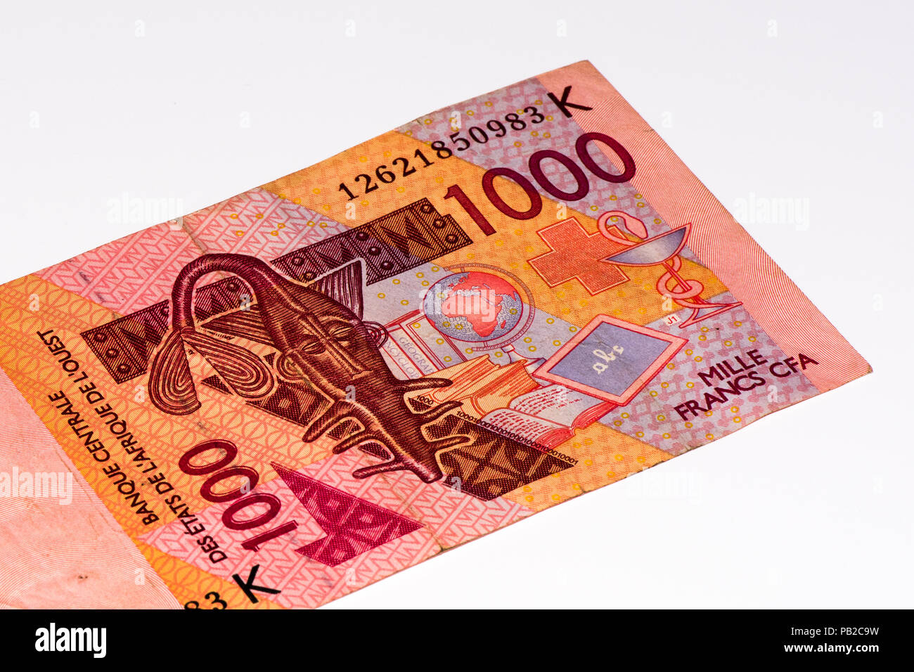 1000 Franco CFA bank nota. Franco CFA è utilizzato in 14 paesi africani. Foto Stock