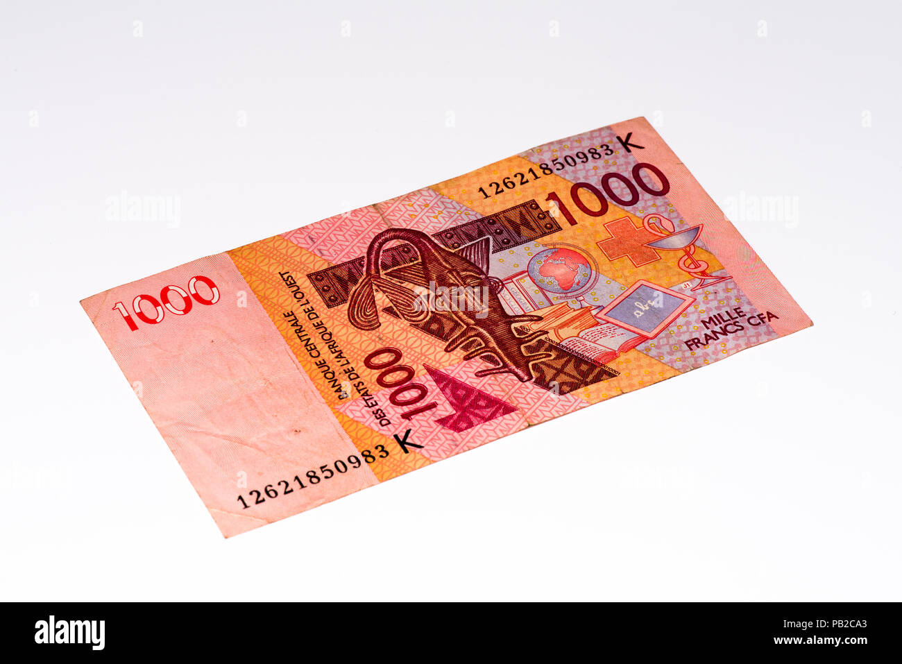 1000 Franco CFA bank nota. Franco CFA è utilizzato in 14 paesi africani. Foto Stock