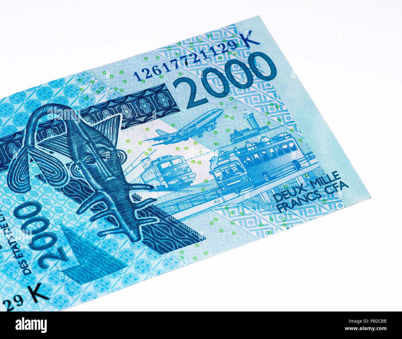 2000 Franco CFA bank nota. Franco CFA è utilizzato in 14 paesi africani. Foto Stock